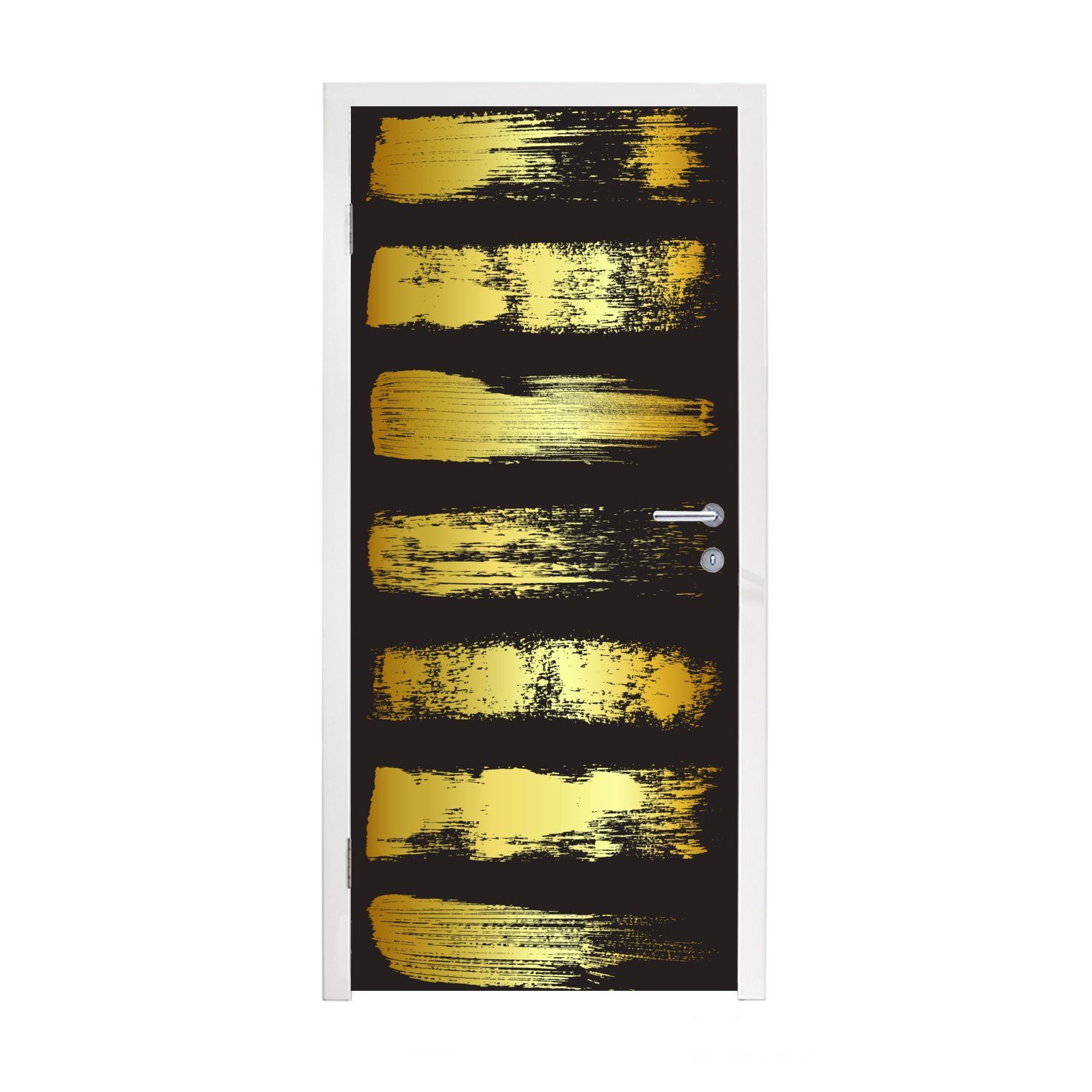 St), Matt, Hintergrund, Goldene 75x205 schwarzem Türaufkleber, Türtapete Tür, MuchoWow cm Fototapete bedruckt, (1 für Streifen auf