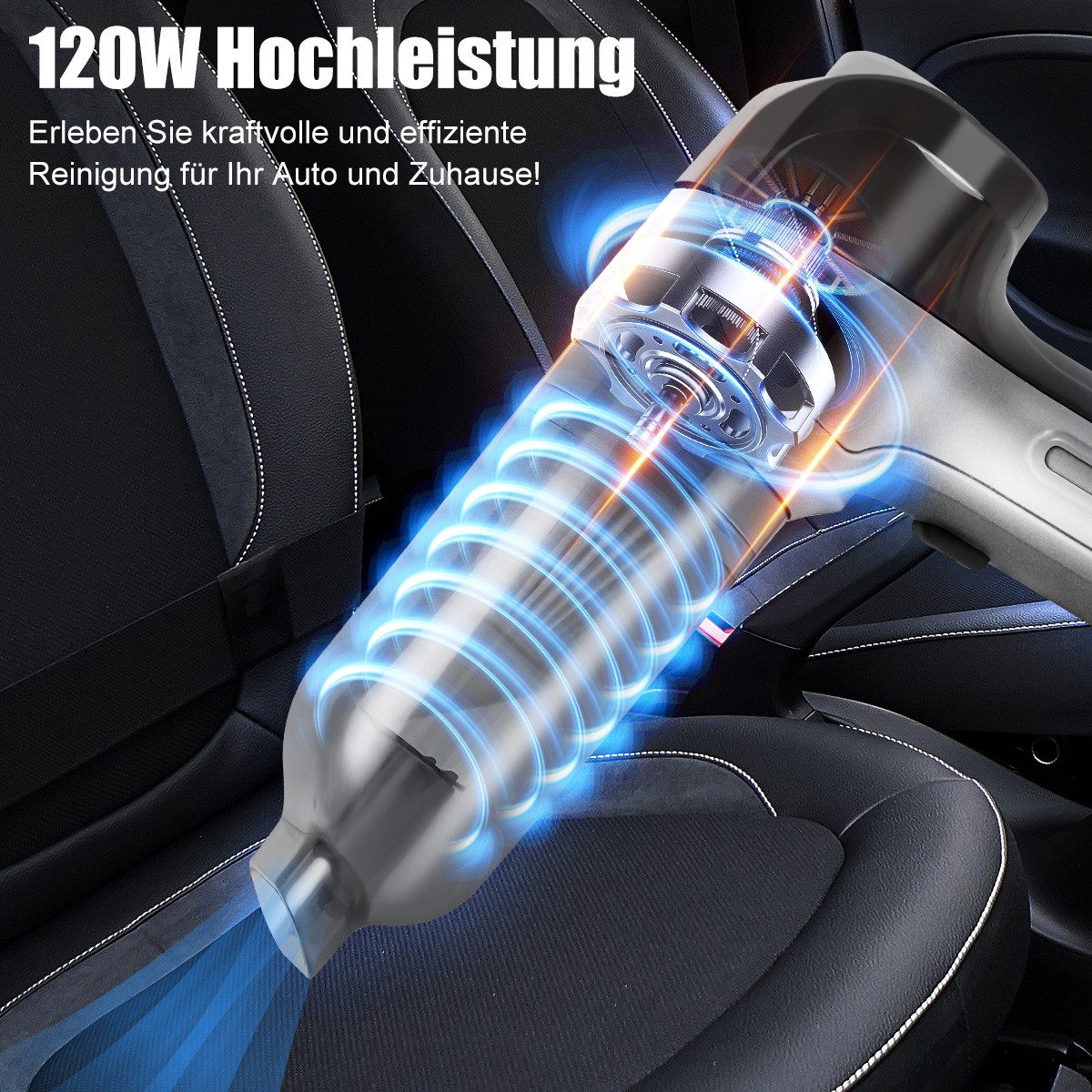 KNKA Akku-Handstaubsauger 9000Pa Aufladbar Tragbar Leicht Mini Staubsauger Kabellos Typ-C, 120 W, mit HEPA-Filter, Aufladbar, für Auto, Haus, Tierhaare