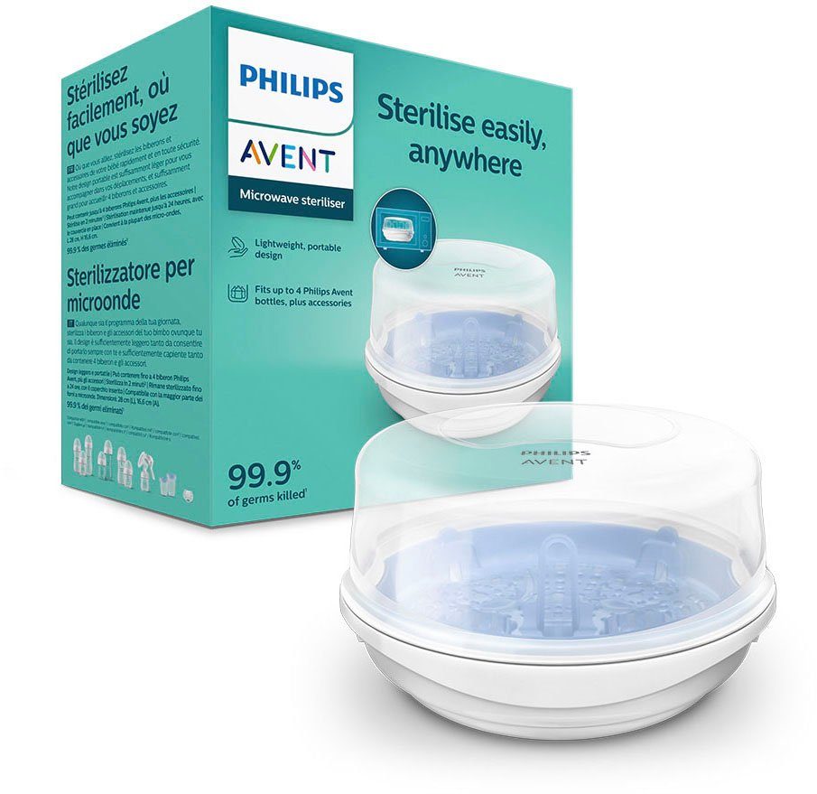 SCF281/02, fasst 4 AVENT Avent Flaschen, 2 Philips sterilisiert Mikrowellen-Dampfsterilisator Minuten Philips in