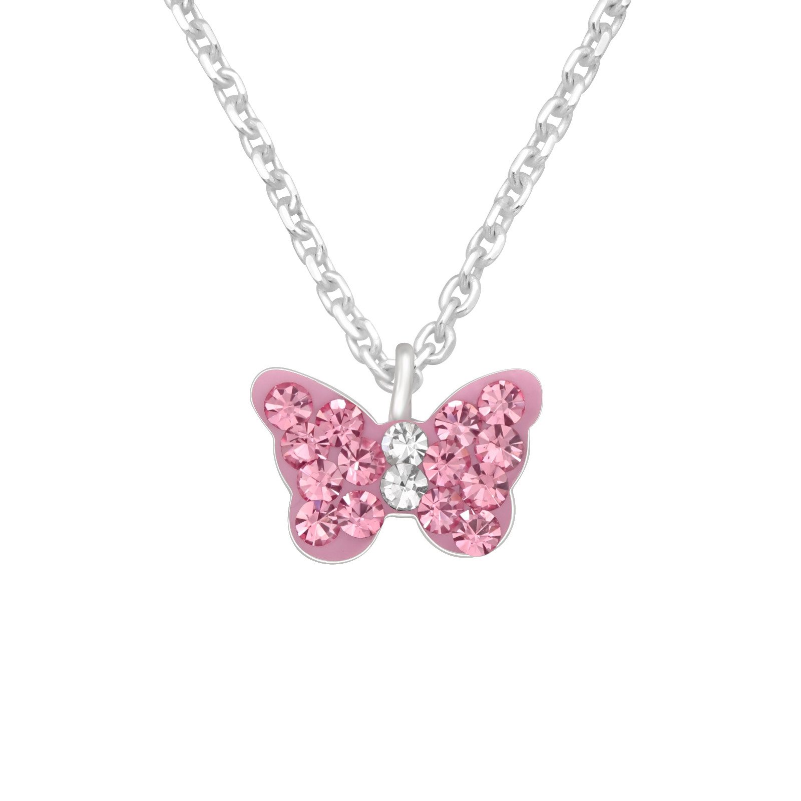 ALEXANDER YORK Kette mit Anhänger SCHMETTERLING pink, 2-tlg., 925 Sterling Silber