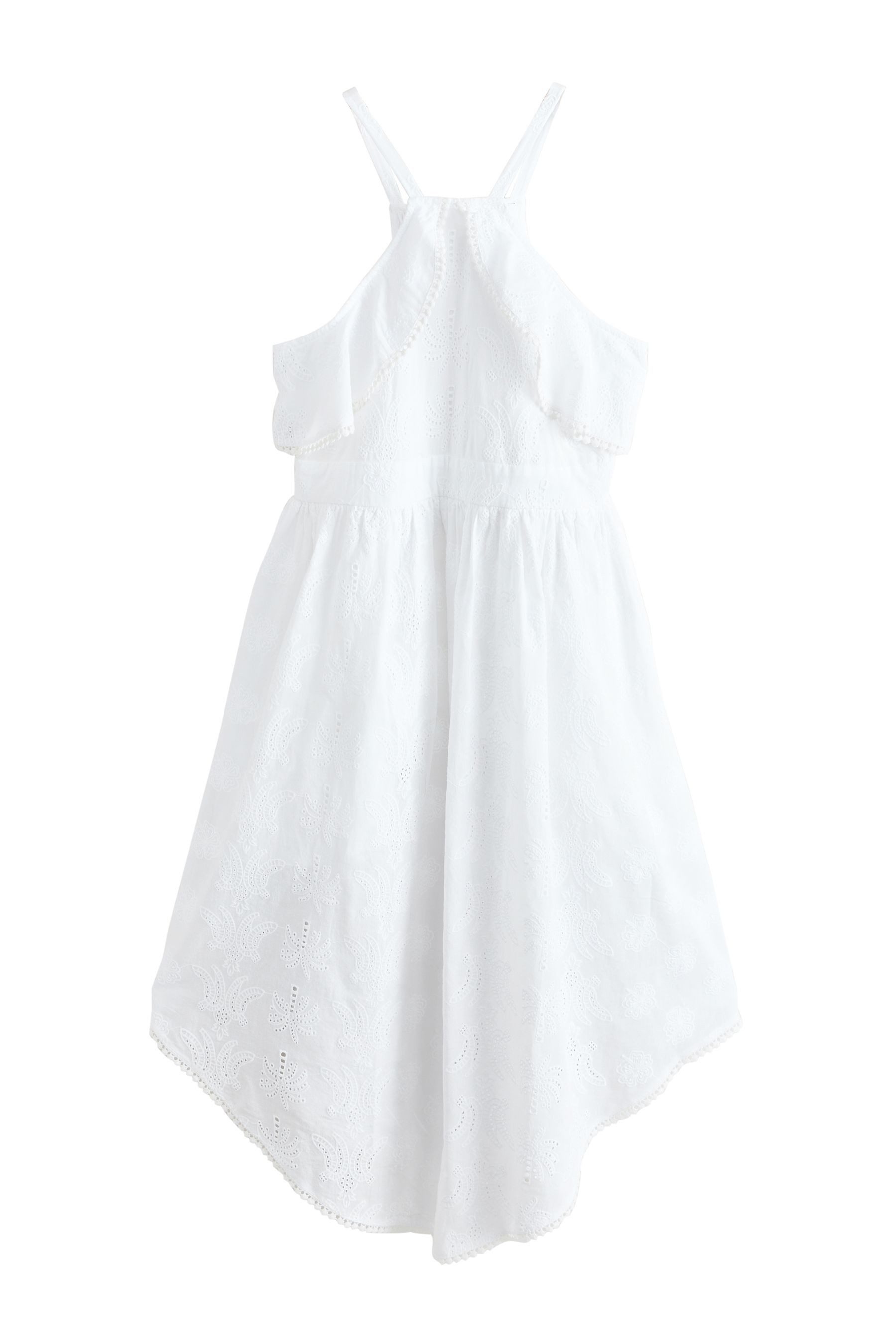 Next Midikleid Midikleid mit Zipfelsaum, Palmen + Lochstickerei (1-tlg)