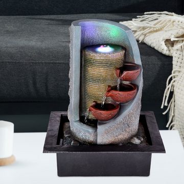 etc-shop Gartenbrunnen, RGB LED Tisch Lampe Brunnen Farbwechsel Wohn Schlaf Zimmer-