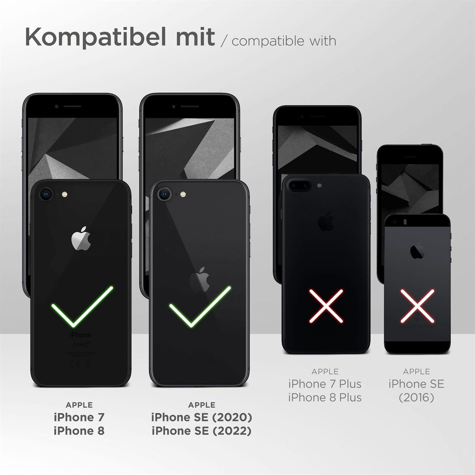 ONEFLOW Handyhülle für iPhone 8 Premium Hülle Business Cover Rosa 4,7 Zoll, 360 Grad Schutzhülle Flip Case Etui Klapphülle Dünn Leder Handy Tasche