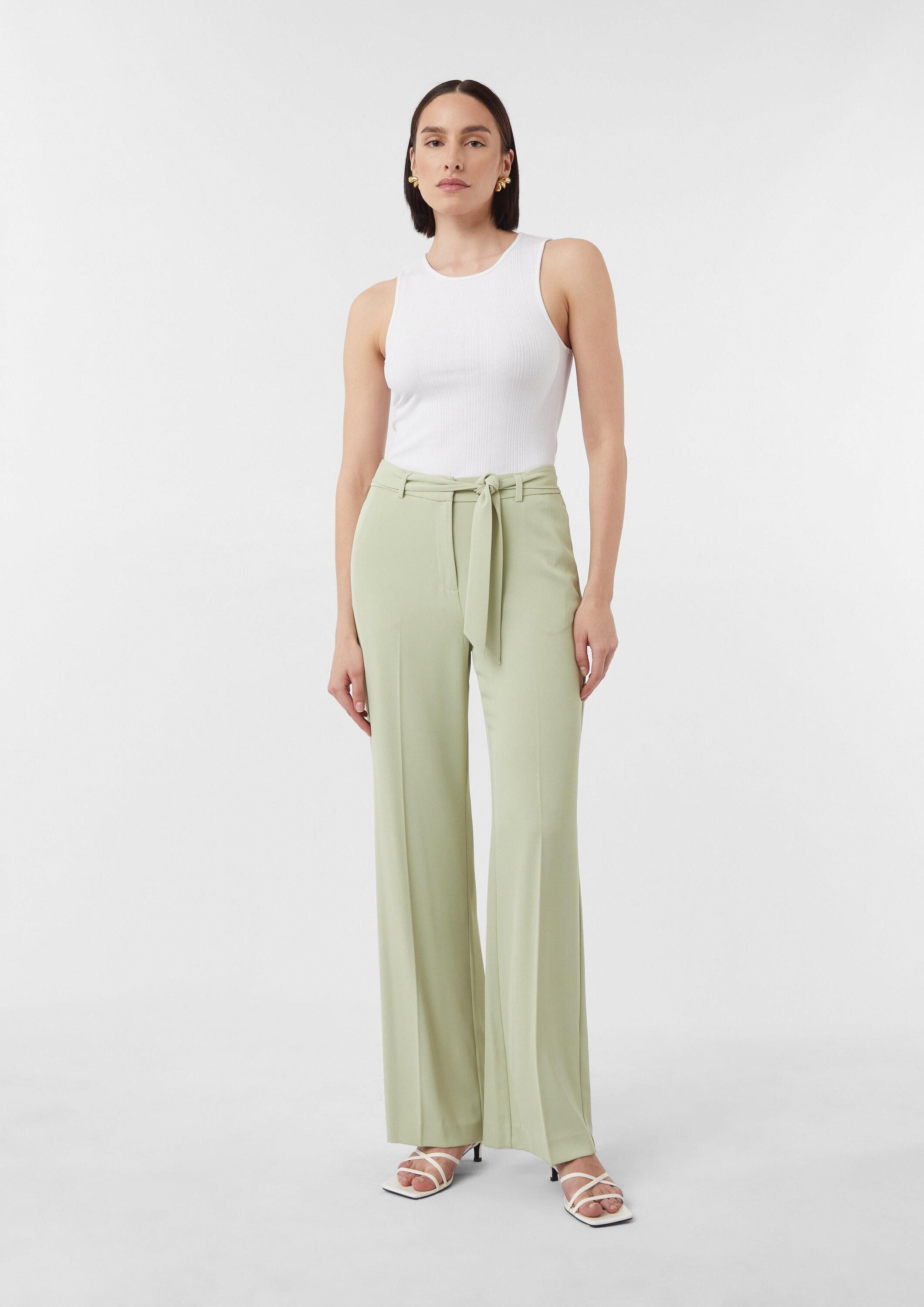 comma Chinos Hose Fließende Wide-Leg-Hose mit Bindegürtel günstig online kaufen