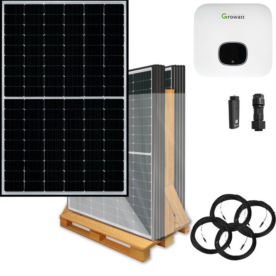 Lieckipedia 4600 Watt Solaranlage zur Netzeinspeisung, einphasig inkl. Growatt Wec Solar Panel, Black Frame