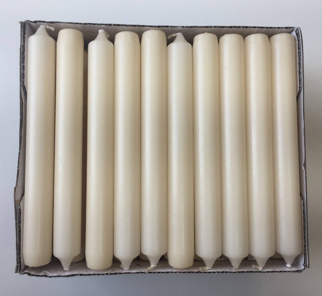 INNA-Glas Tafelkerze 10er Set Stabkerze Charlotte, creme, 18,5cm, Ø 2,1cm, 6,5h