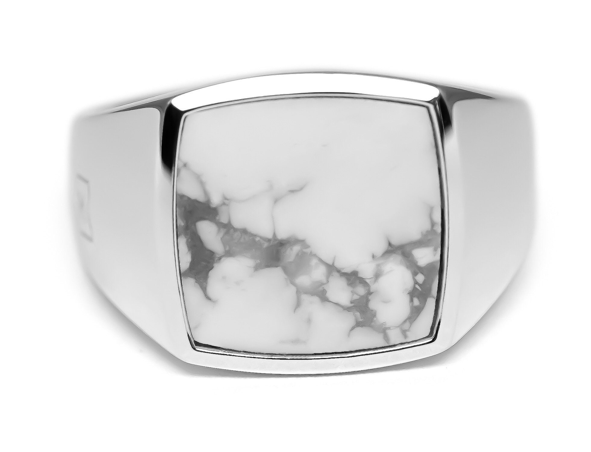 minimalistisch-moderner Männer-Ring Schmuck aus Deutschland Sprezzi Fashion Siegelring Herren silber aus massivem 925 Sterling Silber quadratisch glänzend mit Stein
