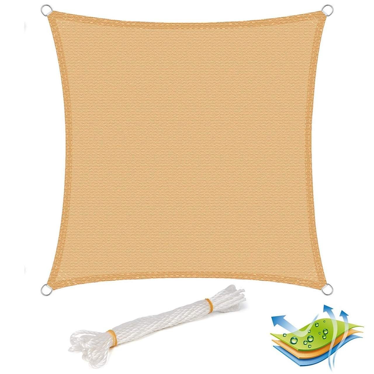 Woltu Sonnensegel, Atmungsaktiv Sonnenschutz HDPE mit UV Schutz sand