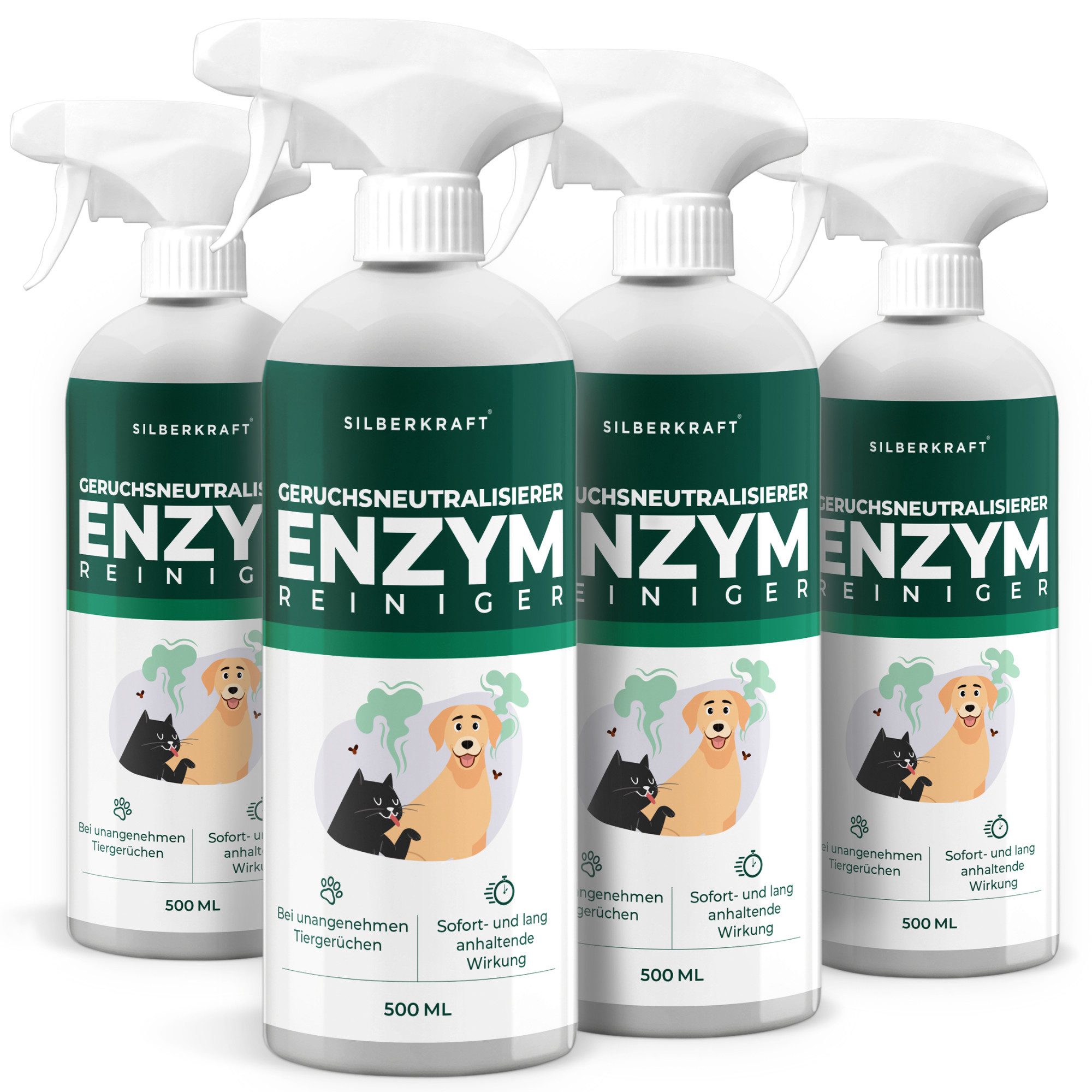 Geruchsentferner Silberkraft Enzymreiniger Spray, Starker Geruchsentferner, Lösung