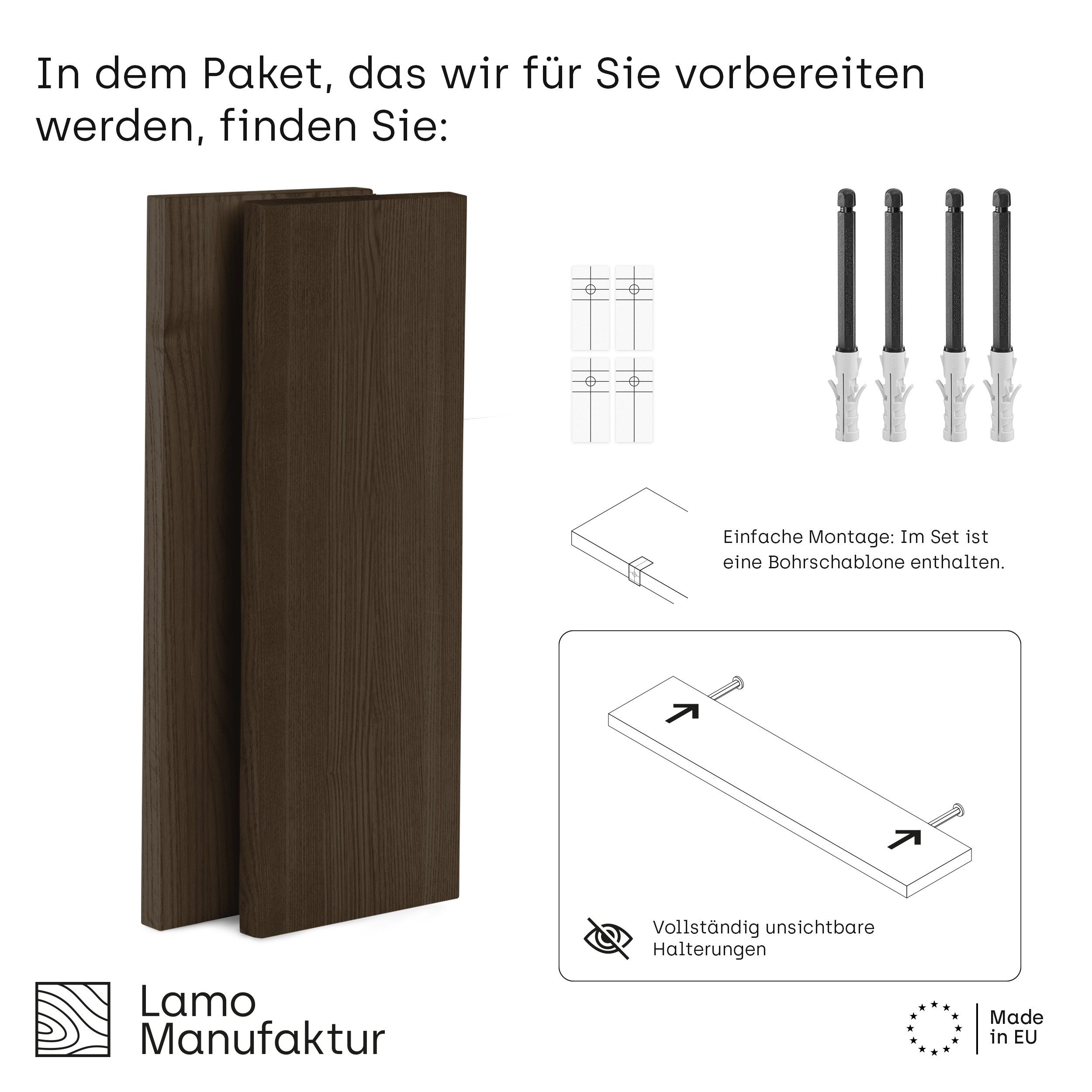 LAMO Manufaktur Wandregal LAMO Manufaktur 2 Stück Wandregal aus Holz 2x 42c günstig online kaufen