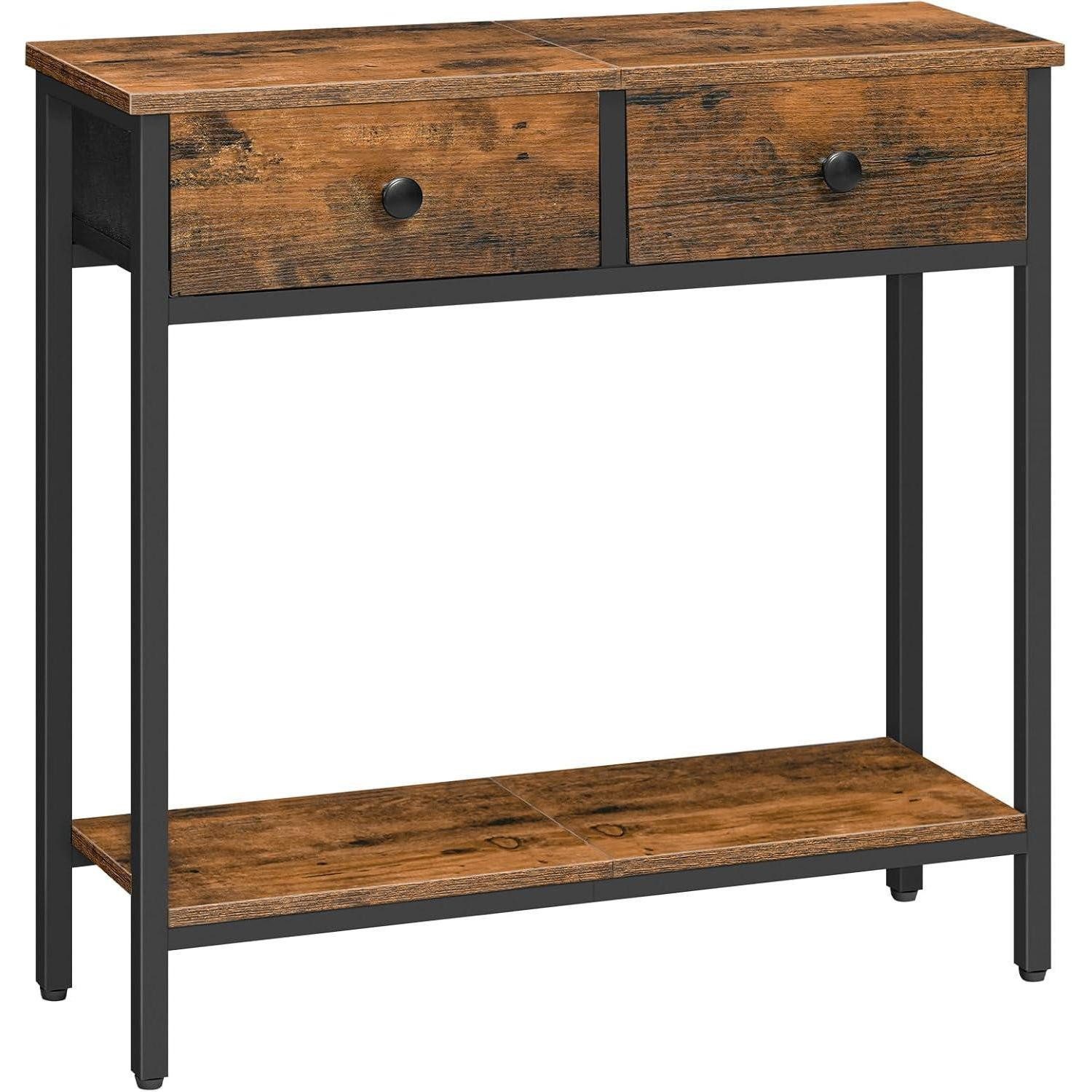LuxusKollektion Konsolentisch Konsolentisch schmaler Beistelltisch Stoffschubladen 75 cm Flurtisch