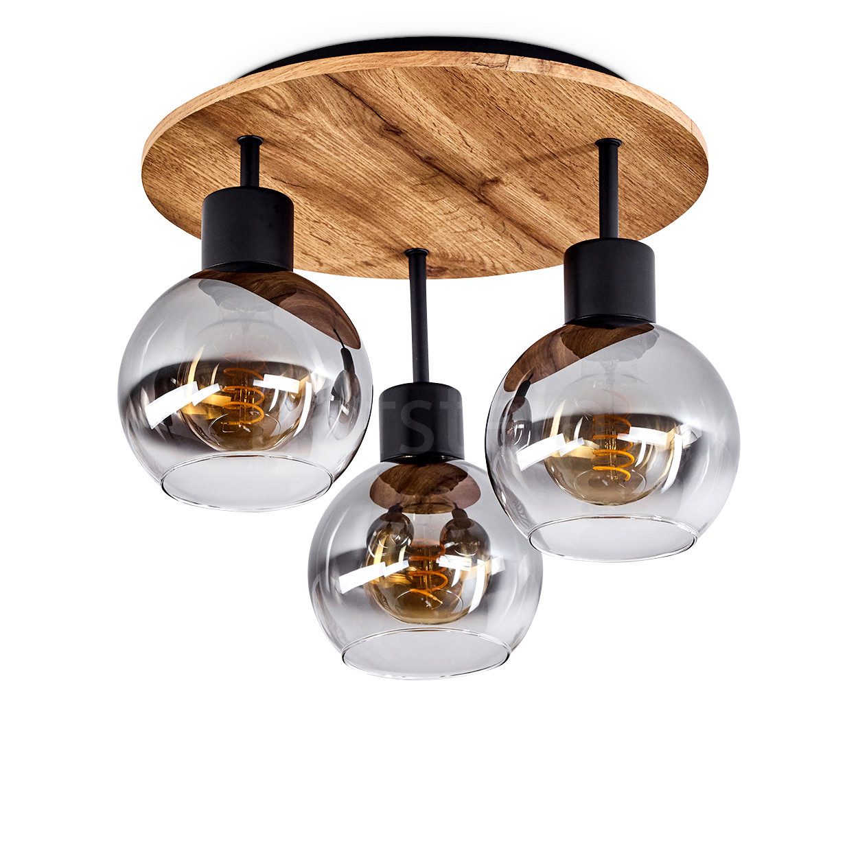 hofstein Deckenleuchte »Canove« Deckenlampe, Metall/MDF/Glas, Schwarz/Holzo günstig online kaufen