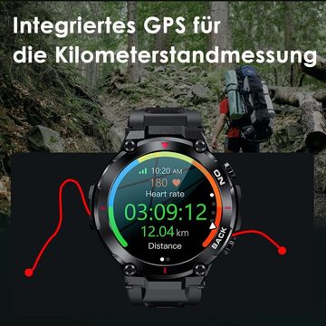 findtime Smartwatch (1,32 Zoll, Android, iOS), mit Herzfrequenzmessung Schlafmonitor Sportmonitor Kalorienverbrauch