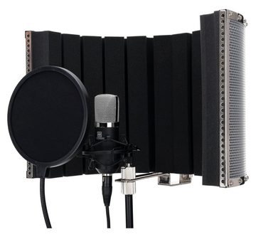 Pronomic Mikrofon CM-22 Studio Großmembranmikrofon (Komplettset Popschutz schwarz, 6-tlg), Inkl. Ständer, Micscreen, Kabel & Transportkoffer