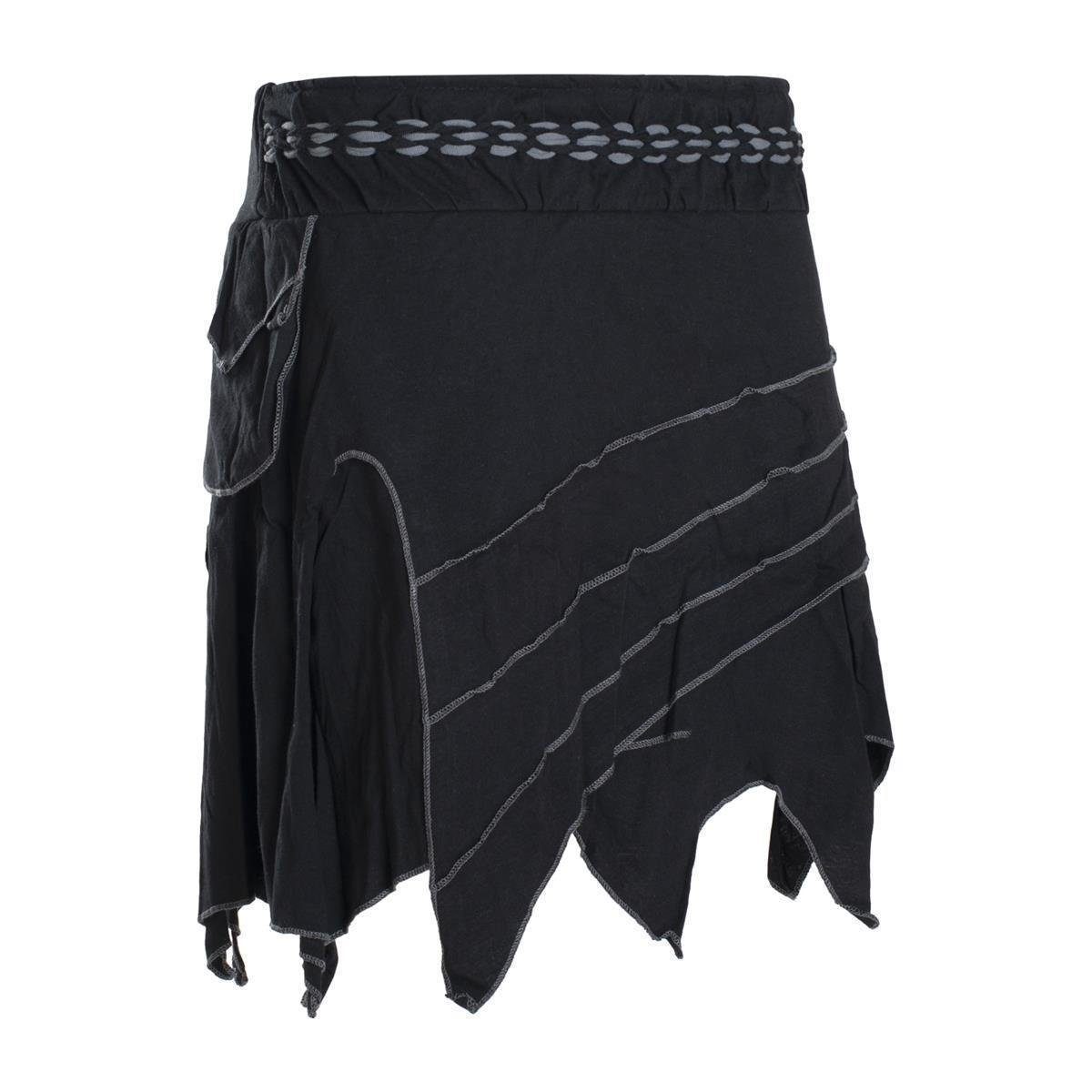 Vishes Zipfelrock Zipfelrock Elfenrock Patchwork Asymmetrisch Tasche Hippie, Ethno, Goa Style