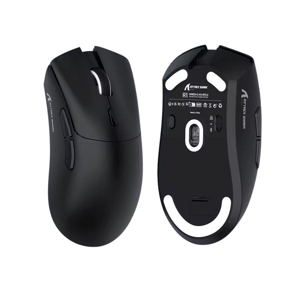 ATTACK SHARK R1 Ultraleichte Tri-Mode Gaming-Maus Kabelgebunden Gaming-Maus (Individuelle Tastenprogrammierung, 3 Verbindungsmodi)