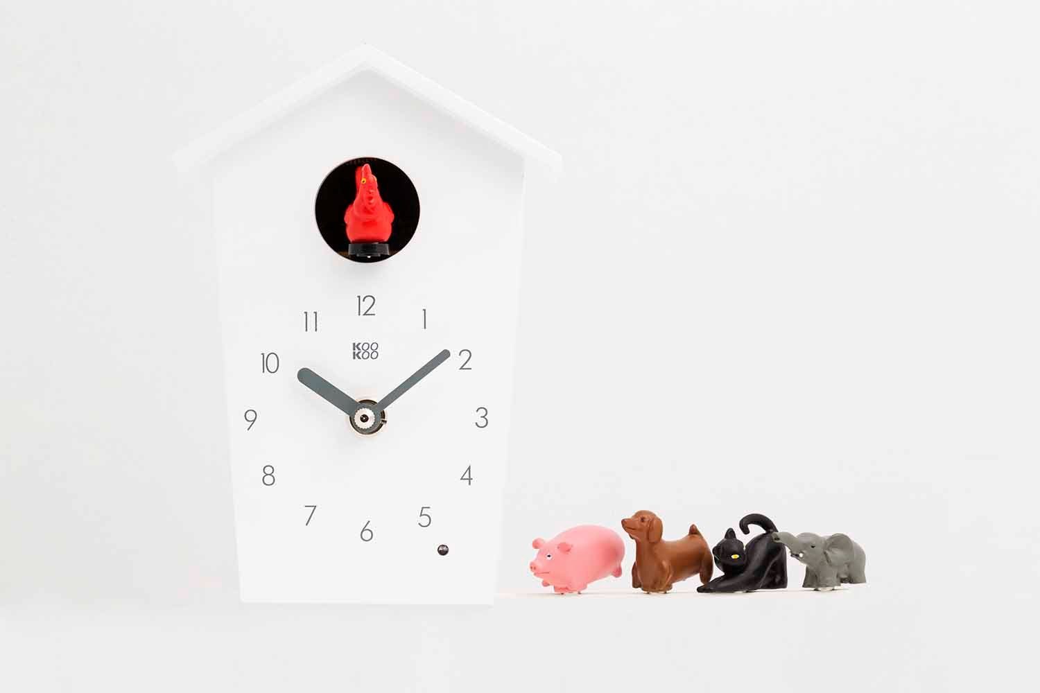 KOOKOO Tischuhr AnimalHouse mit 5 bunten Magnettierchen und 1 Metallstäbchen