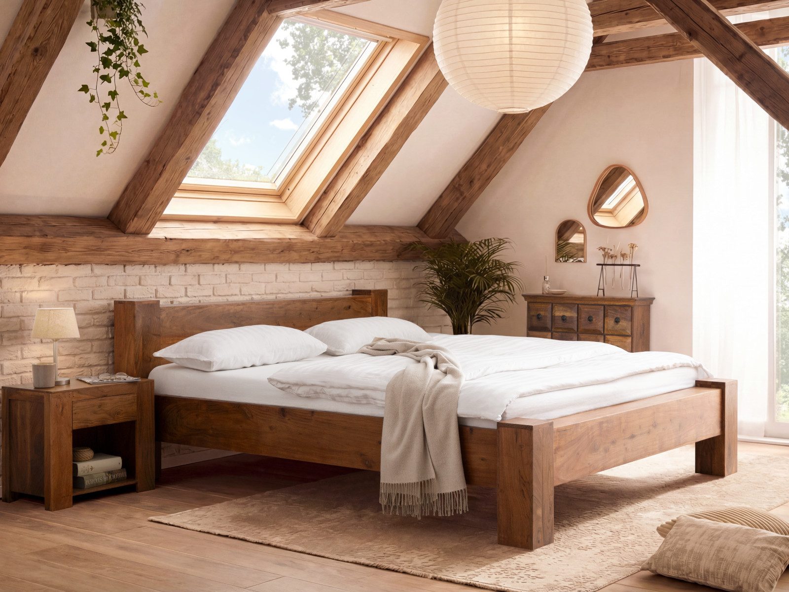 massivum Holzbett Bett Osbon Akazie