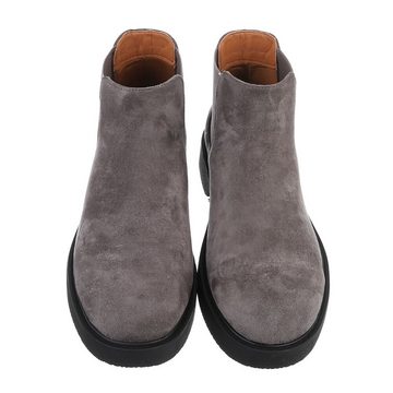 Ital-Design Herren Chelsea Freizeit Stiefelette Blockabsatz Boots in Grau