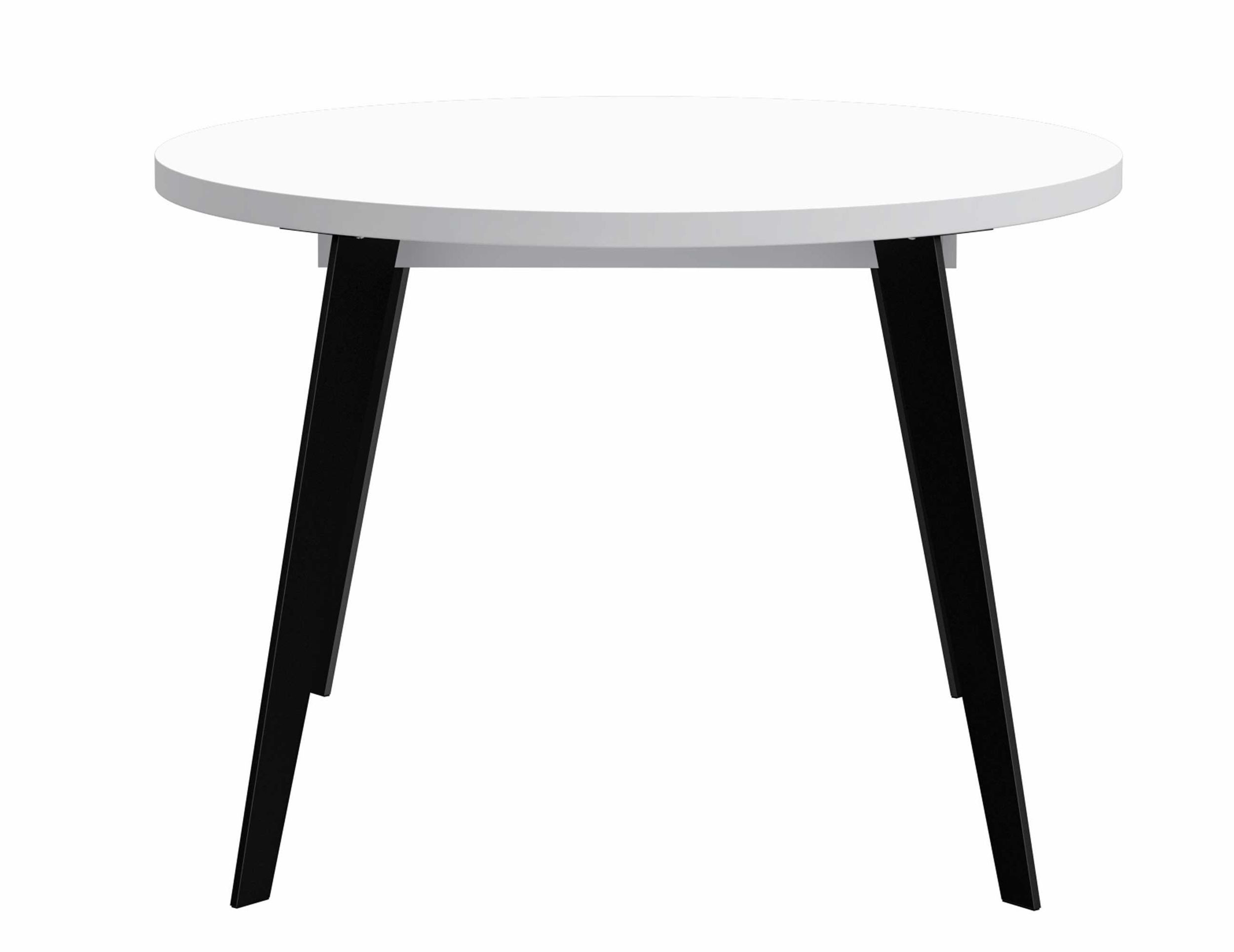FORTE Esstisch Esstisch Ausziehtisch TABLE ROUND 110 - 155 cm Weiß Metallfüße schwarz (1x Esstisch)