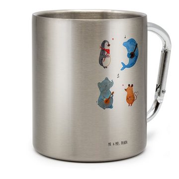 Mr. & Mrs. Panda Tasse Big Band - Transparent - Geschenk, Gitarre, Karabiner, Tiermotive, Ti, Edelstahl, Einzigartiges Design