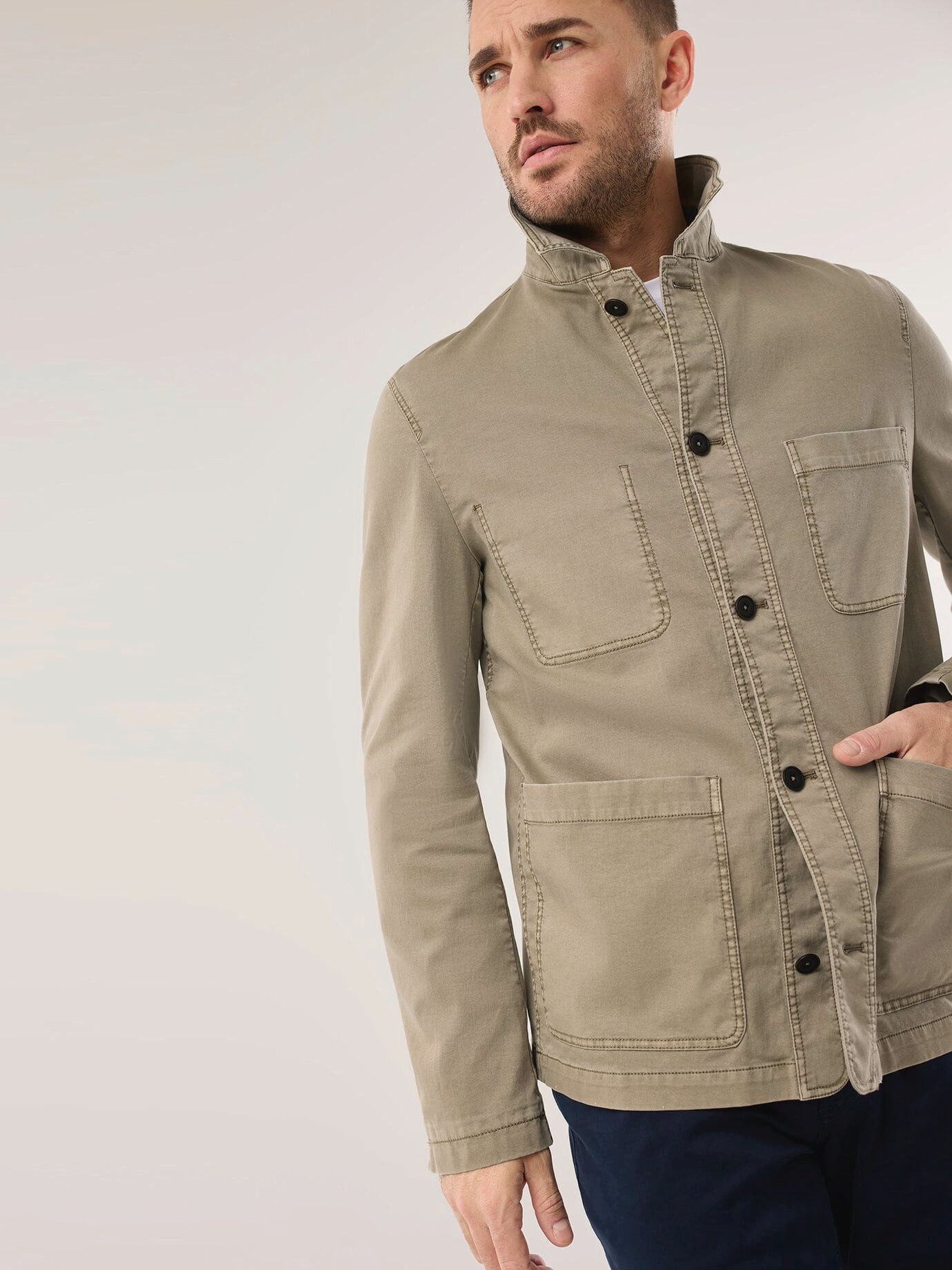 Walbusch Hemdjacke Herren Baumwoll Hemdjacke Umlegekragen, klassisch, atmungsaktiv