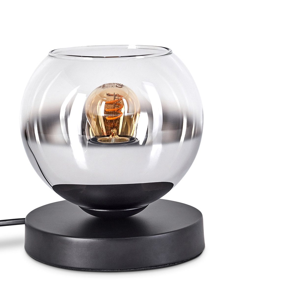 hofstein Tischleuchte Tischlampe aus Metall/Glas in Schwarz/Chromfarben/Kla günstig online kaufen