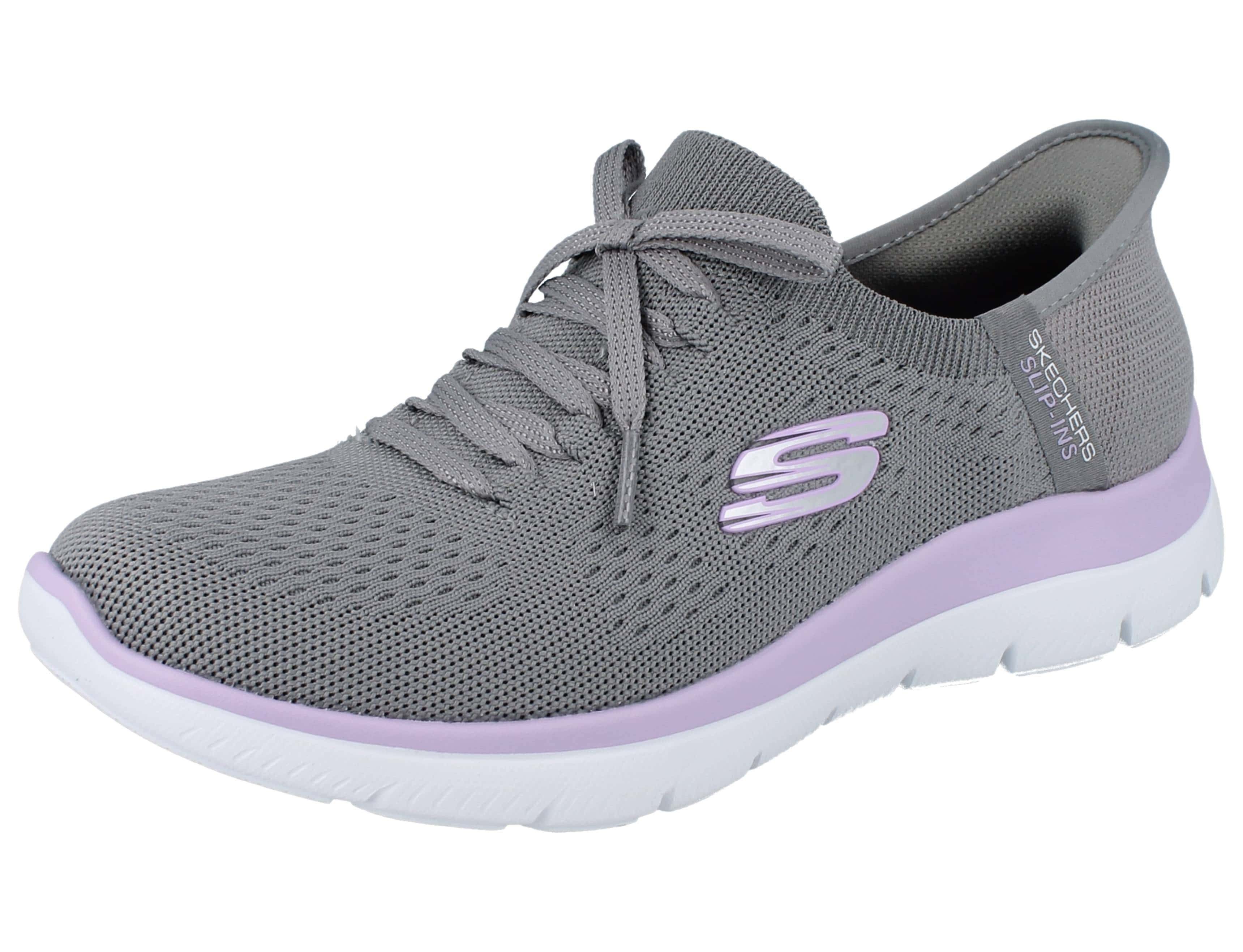 Skechers SKECHERS Slip-Ins Damen Schlupfsneaker grau lila Textil vegan - Slipper Vegan
