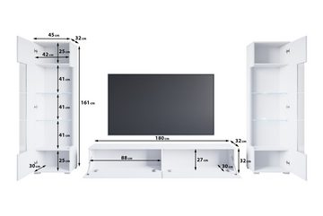 INOSIGN Wohnwand Kenia, (Komplett-Set, 3-St), Vitrinen mit Eckverglasung, hängend und stehend montierbar