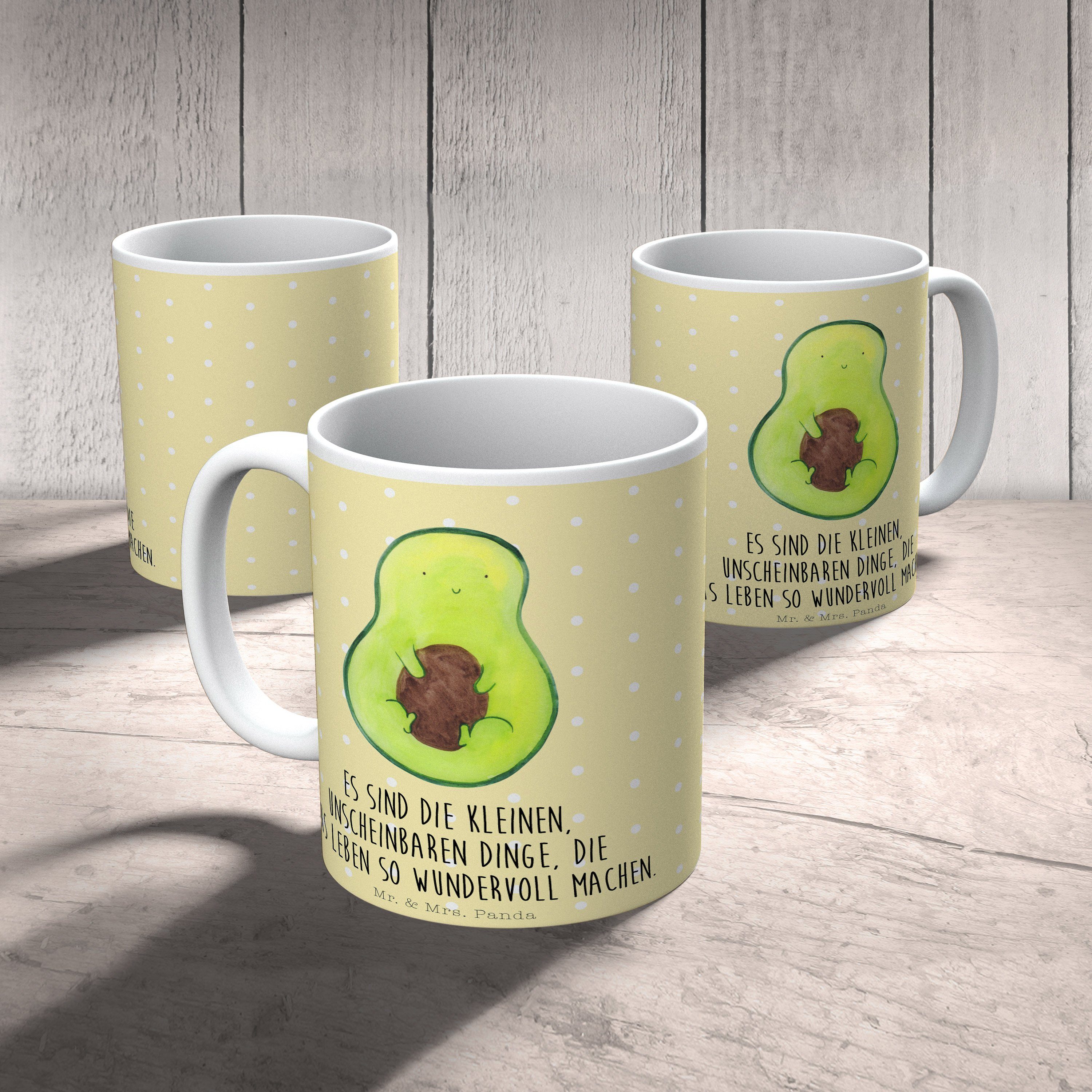 Mr. & Mrs. Panda Tasse - Avocado Gelb Geschenk, Keramik Kaffeebecher, Pastell Kaffeetasse, - Kern mit