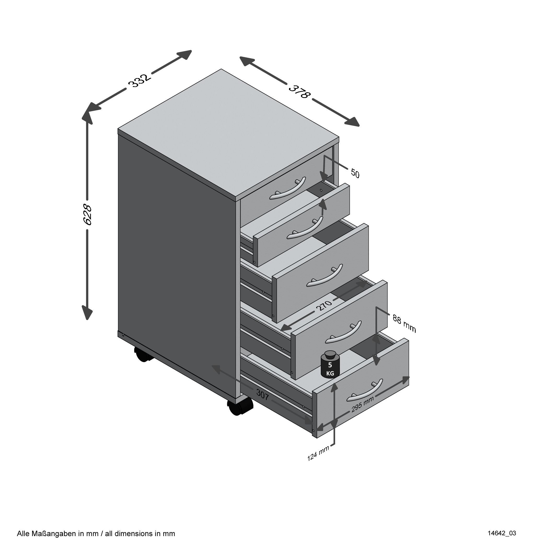 PREISBRECHER Container FREDDY in weiß - 33x63,5x38cm (BxHxT)