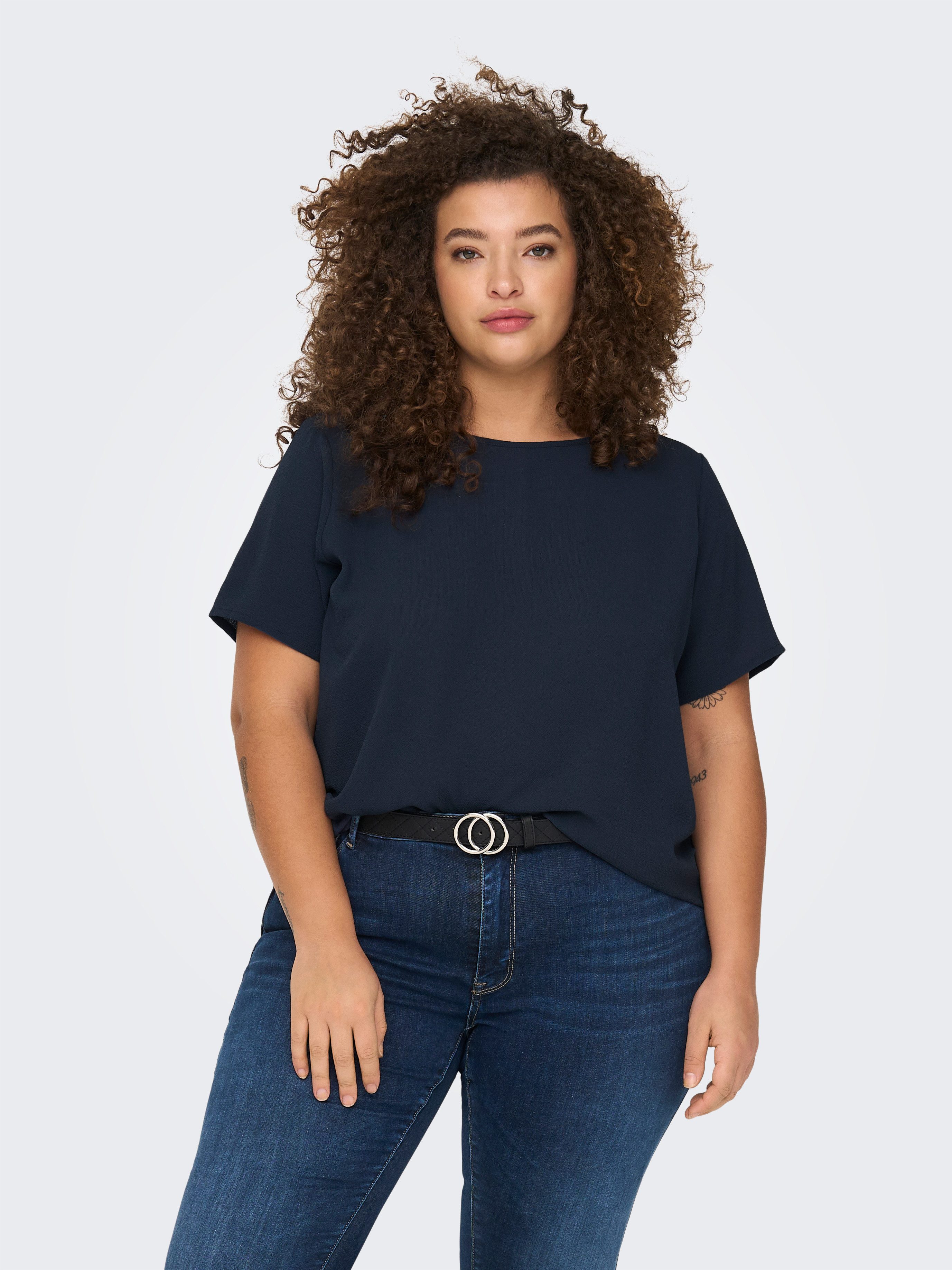 ONLY CARMAKOMA Shirtbluse CARVICA SS TOP WVN NOOS Materialmix, regular fit günstig online kaufen