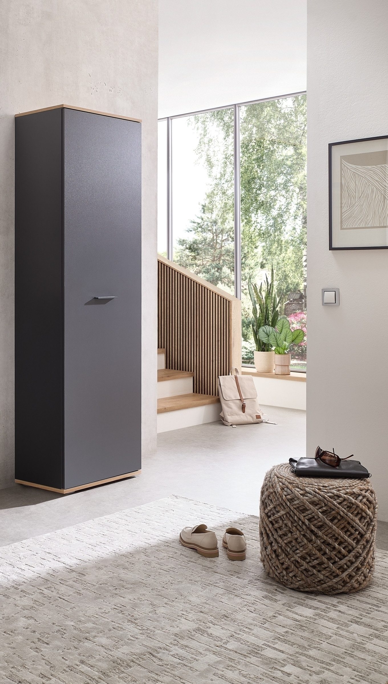 Bega Consult Garderobenschrank in Anthrazit / Artisan Eiche Dekor - 60x199x38 (BxHxT)