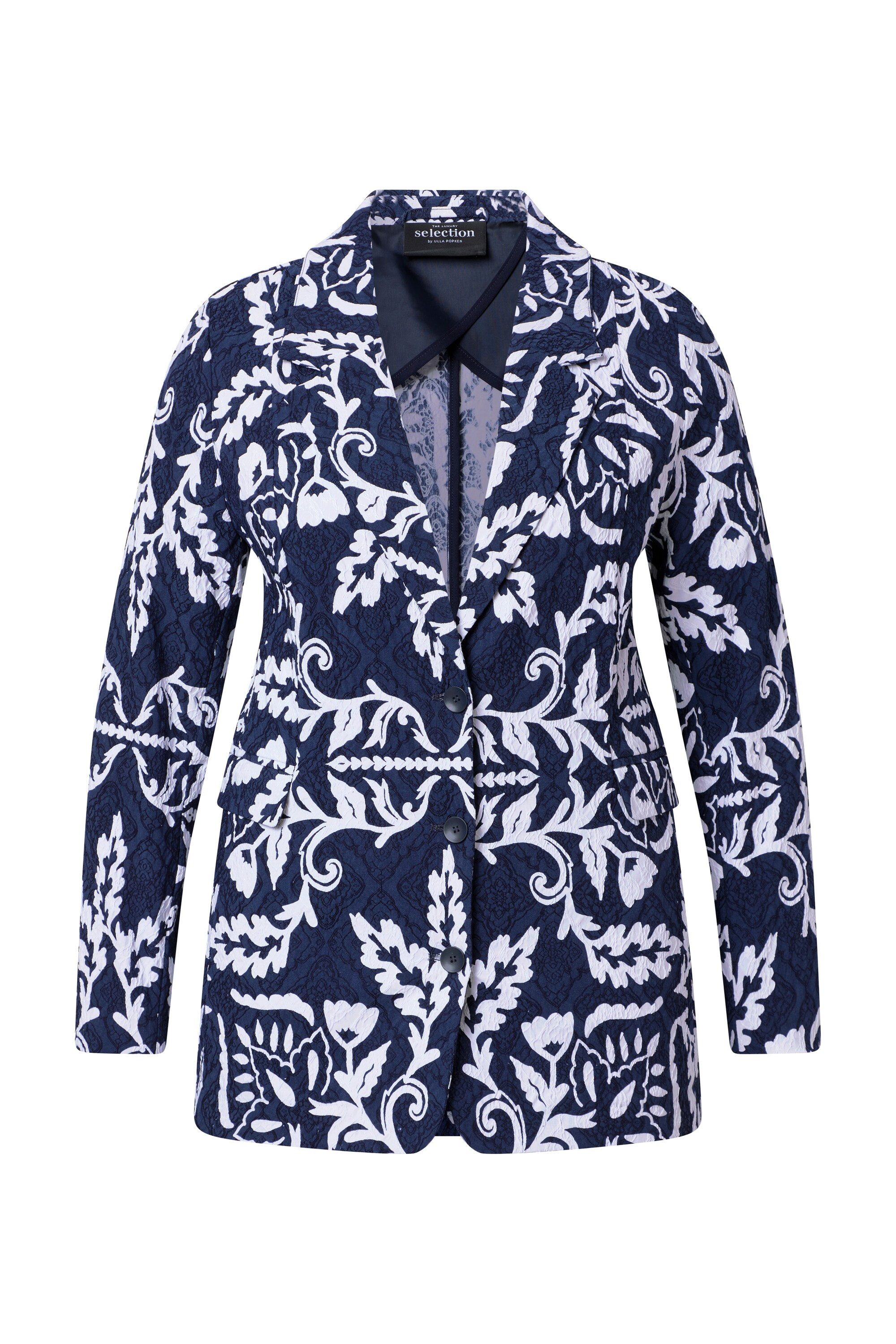 Ulla Popken Blusenblazer Jacquard-Blazer Stickerei Reverskragen