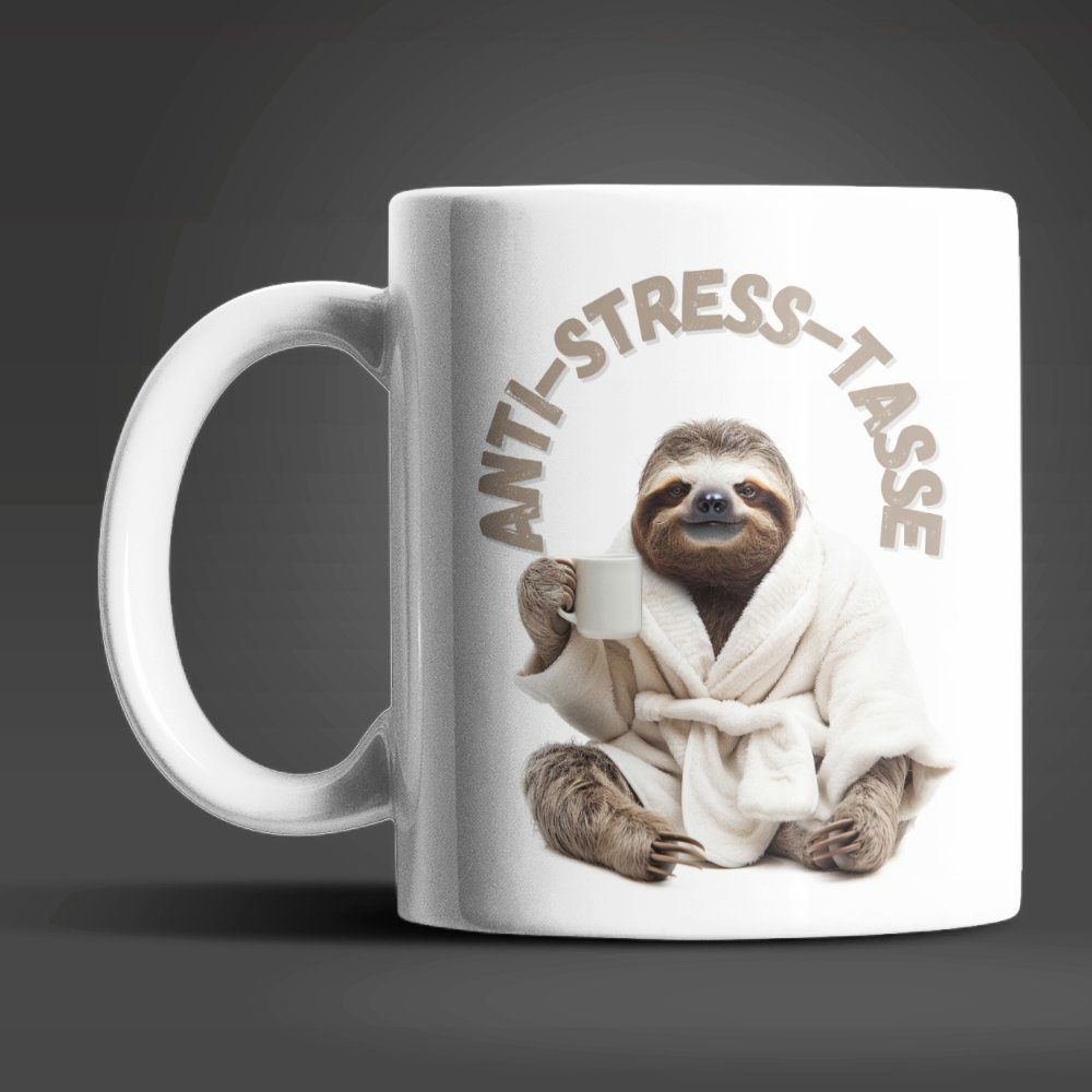 WS-Trend Tasse Faultier Anti Stress Keramik Kaffeetasse Teetasse Geschenke, 2-tlg., Keramik, 325 ml