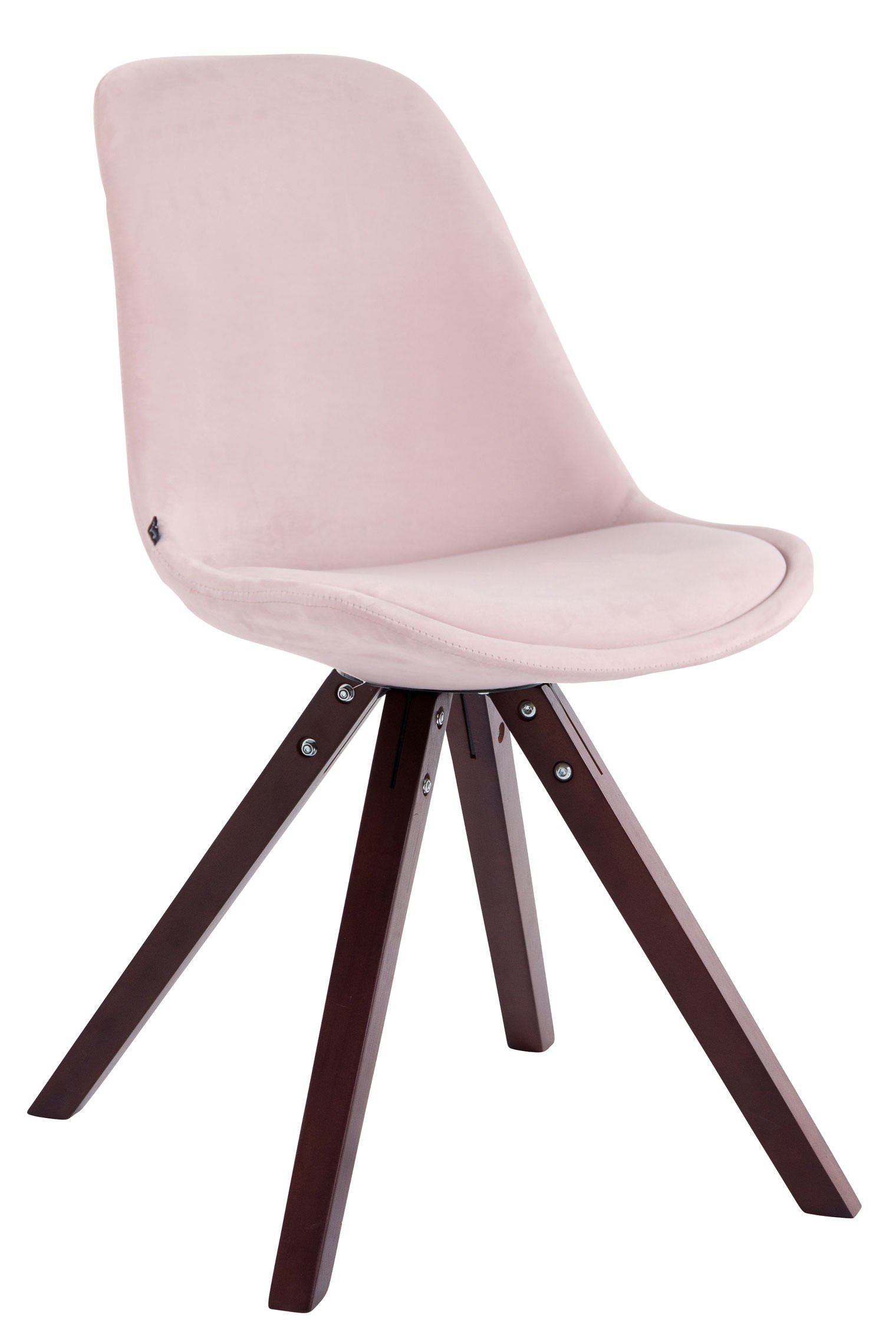 TPFLiving Besucherstuhl Toulon mit hochwertig gepolsterter Sitzfläche - Konferenzstuhl (Küchenstuhl - Esszimmerstuhl - Wohnzimmerstuhl), Gestell: Buchenholz Cappuccino square - Sitzfläche: Samt pink