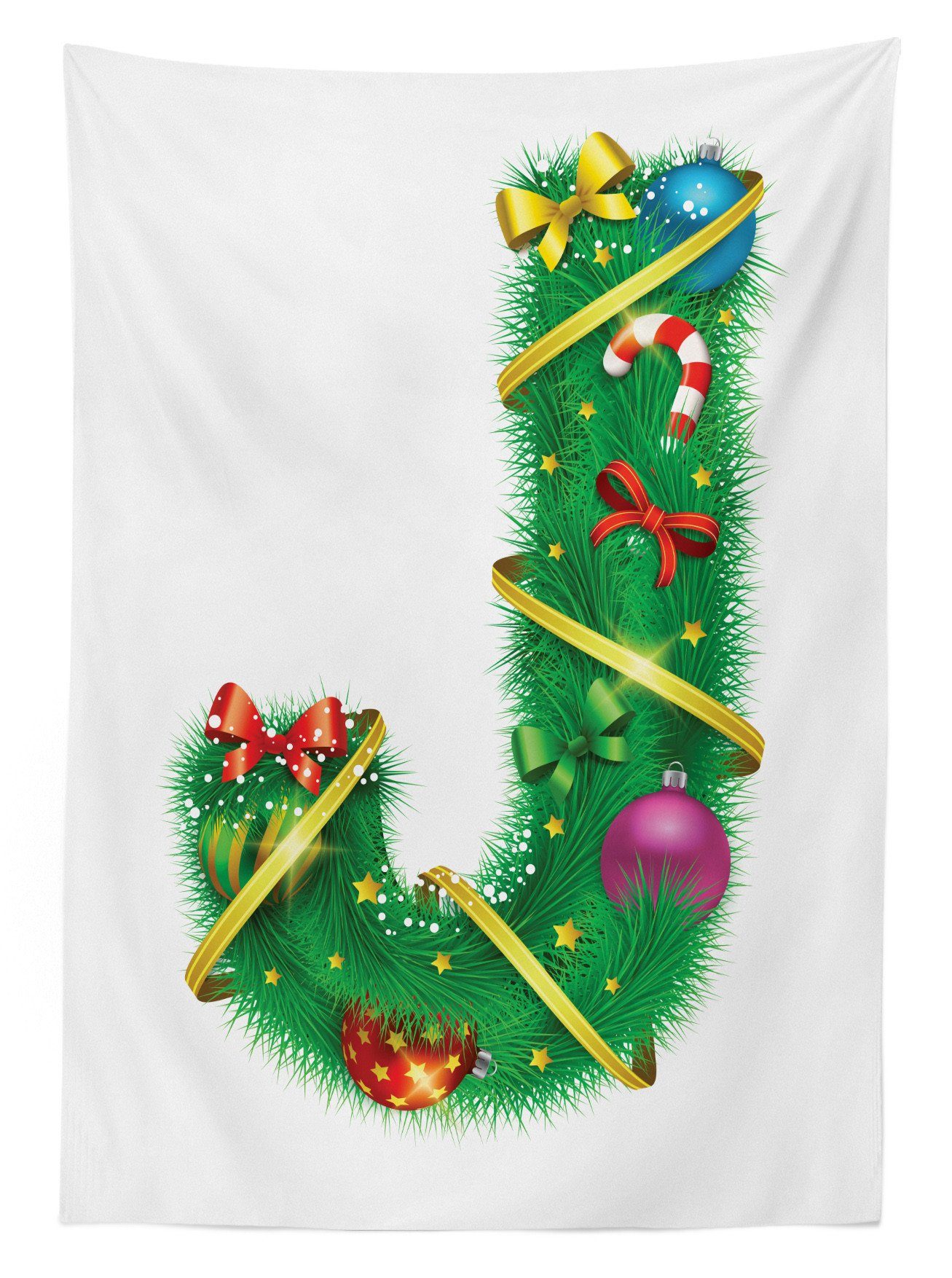 Tischdecke Weihnachtsalphabet Farben, geeignet Außen Farbfest Für den Abakuhaus Waschbar J-Charakter-Kunst Klare Bereich