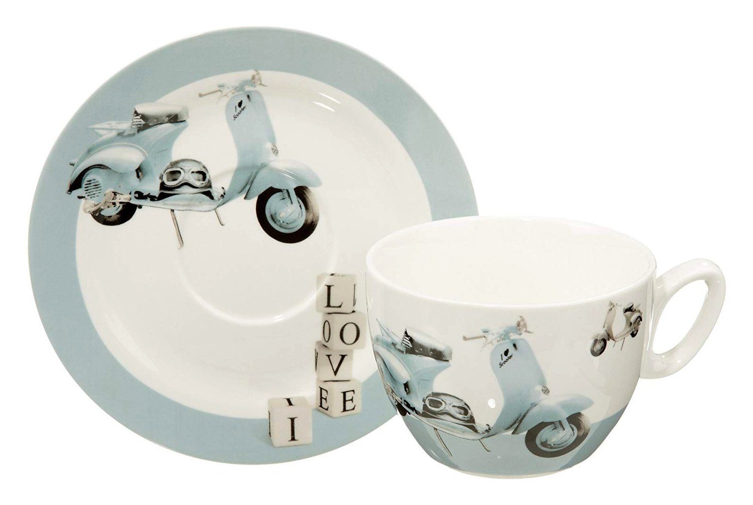Porzellan Cilio Tee- Material: 400ml, Tasse Kaffeebecher Retro Kaffee-Tee-Jumbo-Tasse Cilio Blau Auswahl