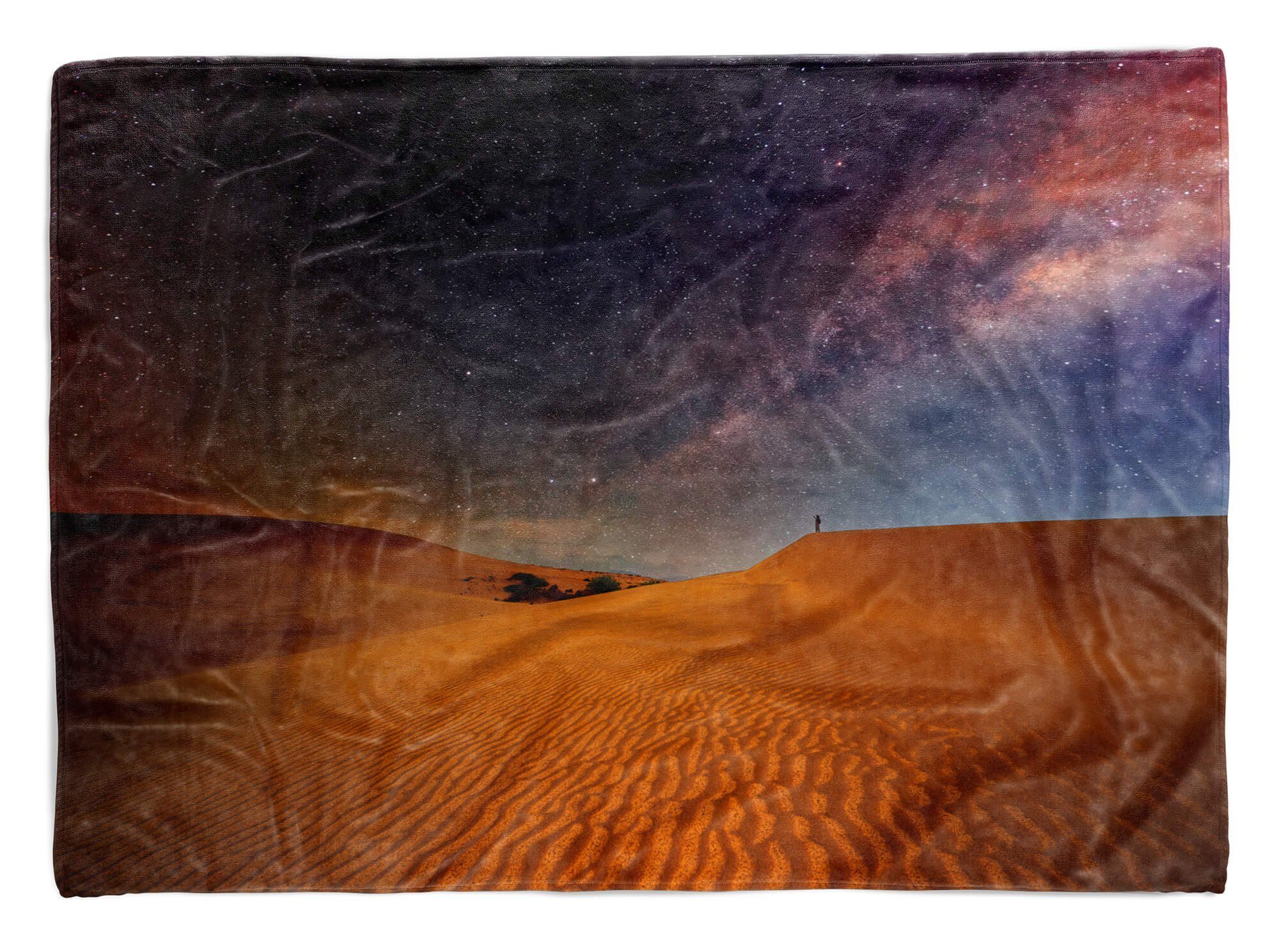Sinus Art Handtücher Handtuch Strandhandtuch Saunatuch Kuscheldecke mit Fotomotiv Wüste Sterne Milch, Baumwolle-Polyester-Mix (1-St), Handtuch