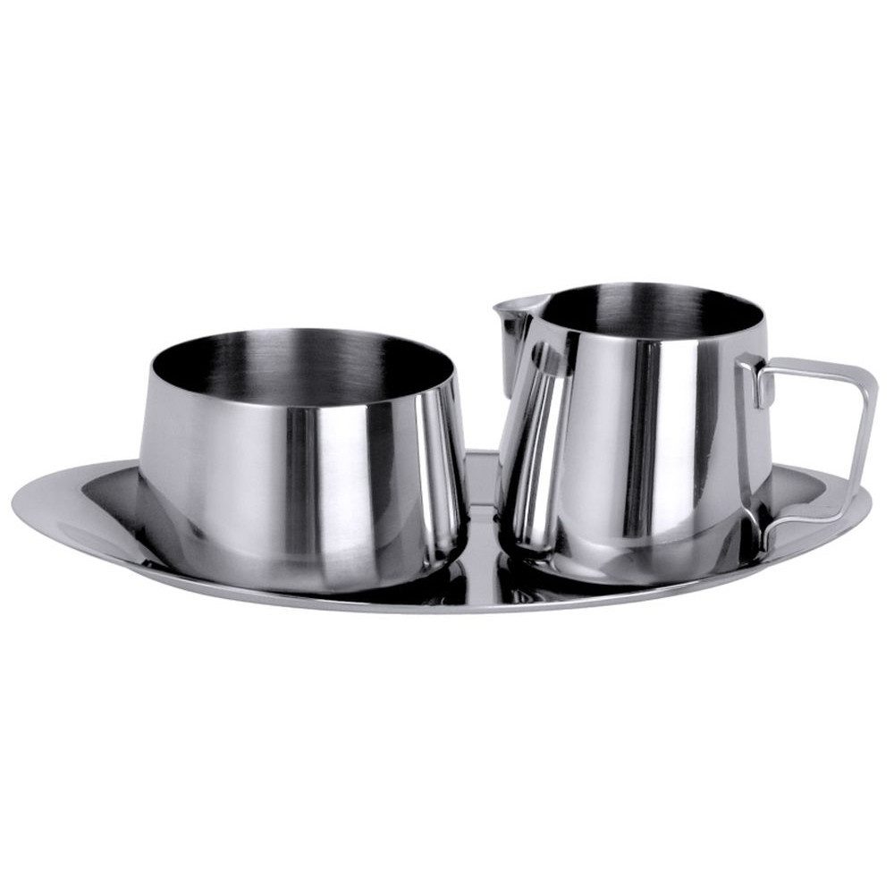 Contacto Milch- und Zuckerset, Edelstahl, Zucker-Sahne-Set 3-teilig Edelstahl, hochglänzend, schwere Qualität