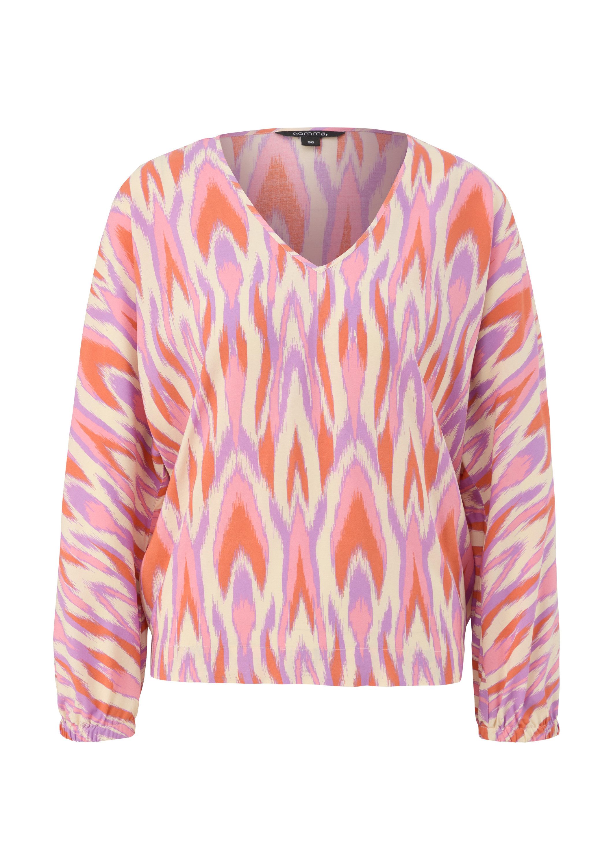 comma Langarmbluse Bluse Bluse mit All-over-Print günstig online kaufen