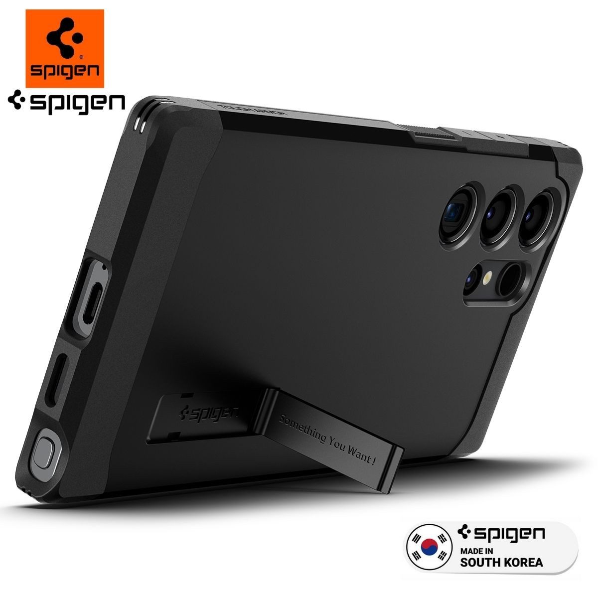 Spigen Handyhülle Hülle für Samsung Galaxy S24 Ultra Schutzhülle Robust Case, Ständer, Anti-Kratz, Doppelbeschichtung, Kabelloses Laden