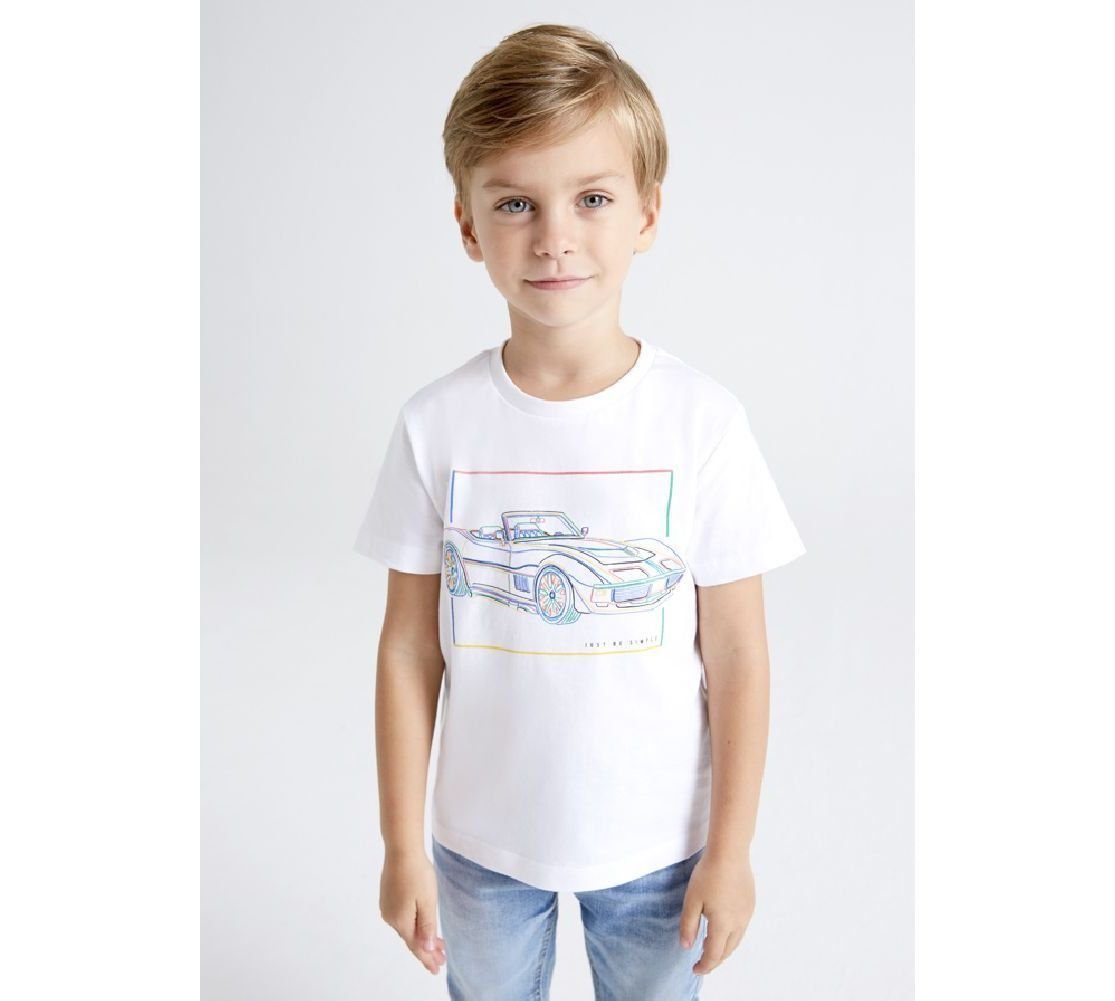 Print T-Shirt Mayoral Rennauto weiß