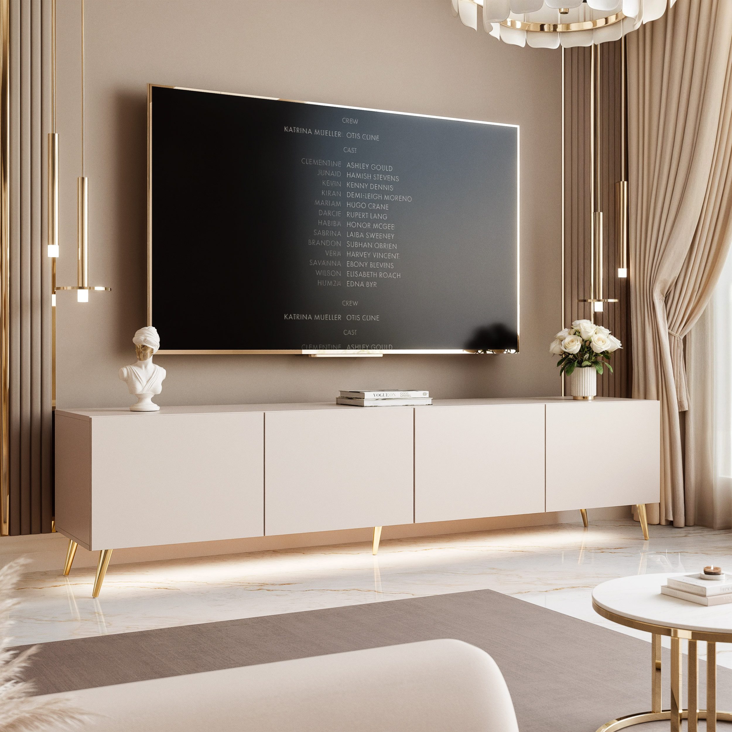 yourhouse24 Lowboard TV ANGEL 200 auf Füßen mit LED-Beleuchtung – Griffloses Design – Bild 3 von 5