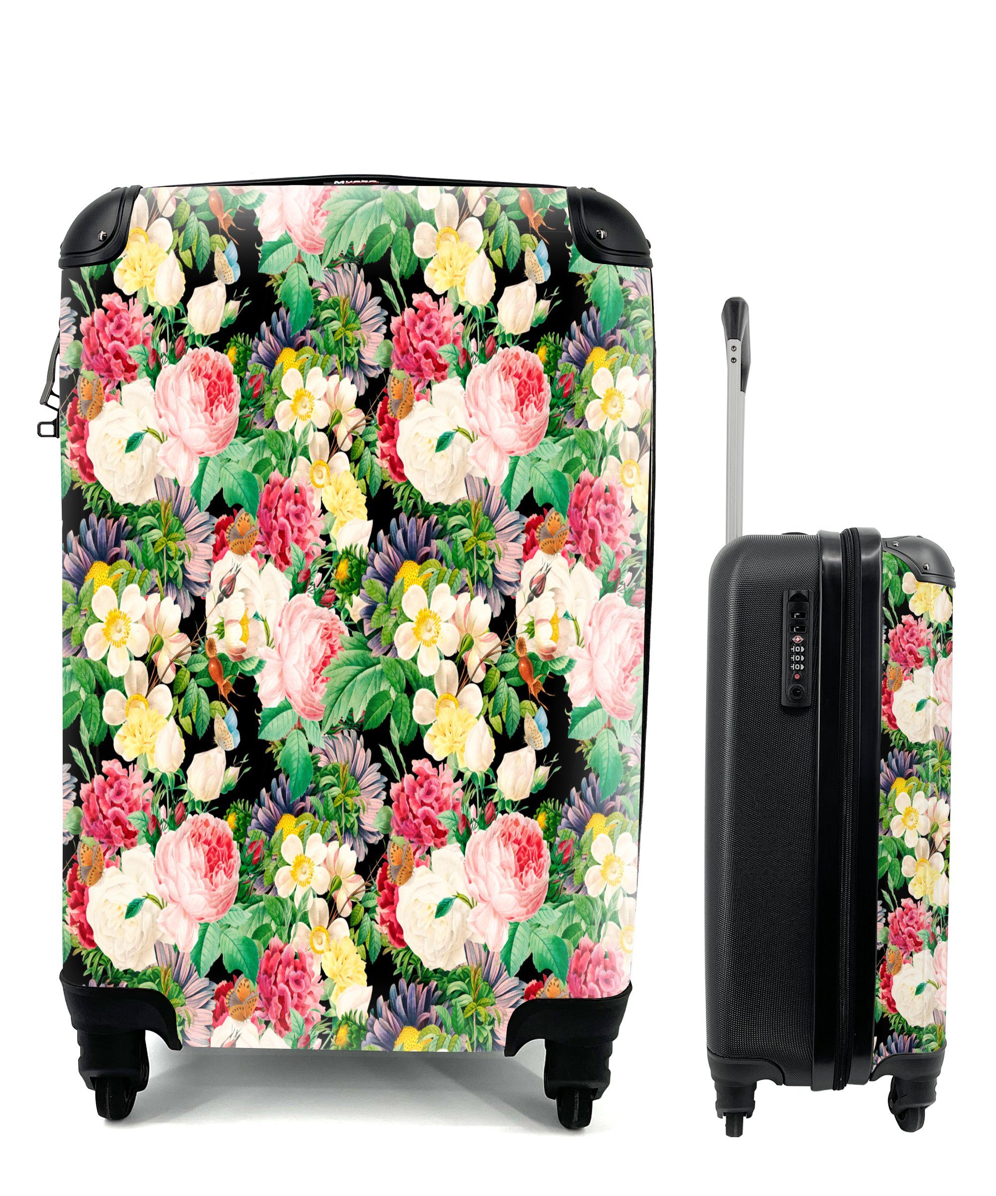 MuchoWow Handgepäckkoffer Blumen - Frühling - Muster, 4 Rollen, Reisetasche mit rollen, Handgepäck für Ferien, Trolley, Reisekoffer