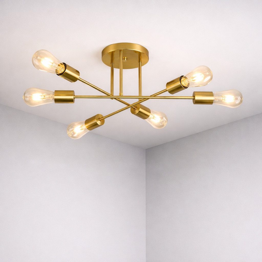 ZMH Deckenleuchte 6-flammig, E27 Deckenlampe im Vintage-Retro Design, Metall, ohne Leuchtmittel, für Wohnzimmer und Schlafzimmer