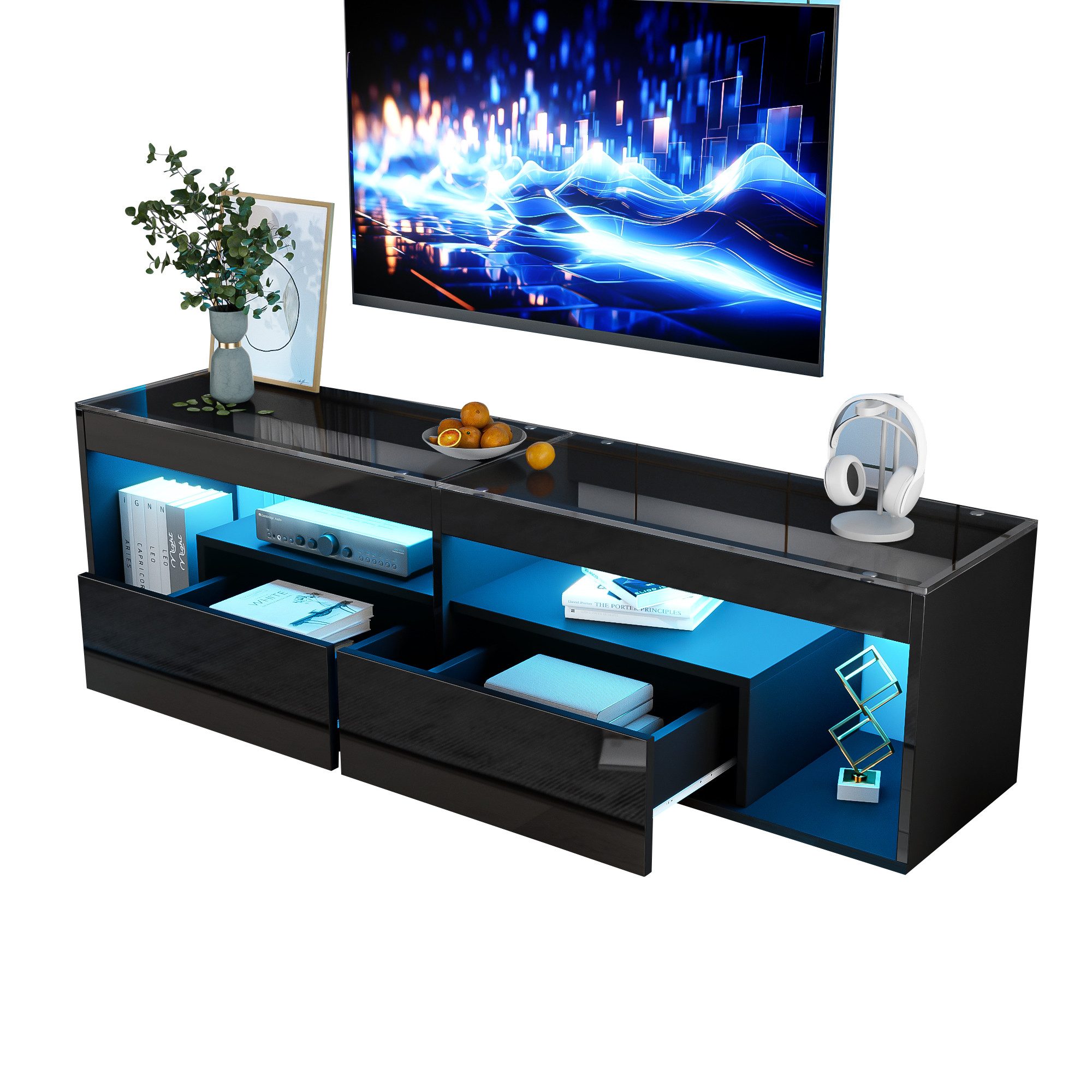 Merax Lowboard hochglanz Schwarz TV-Schrank mit günstig online kaufen