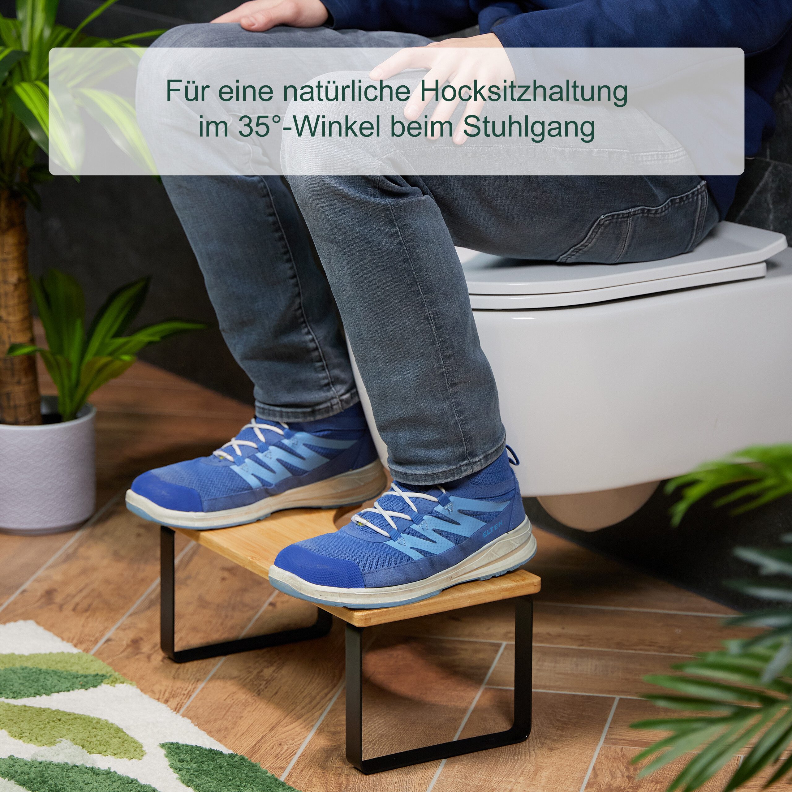 relaxdays Badhocker Toilettenhocker Bambus & Metall (1 St) – Bild 2 von 5