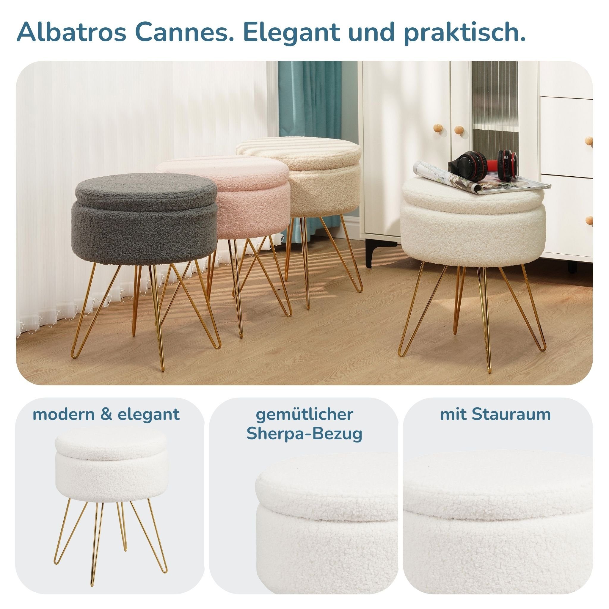 Albatros International Polsterhocker Albatros Hocker mit Stauraum Cannes Si günstig online kaufen