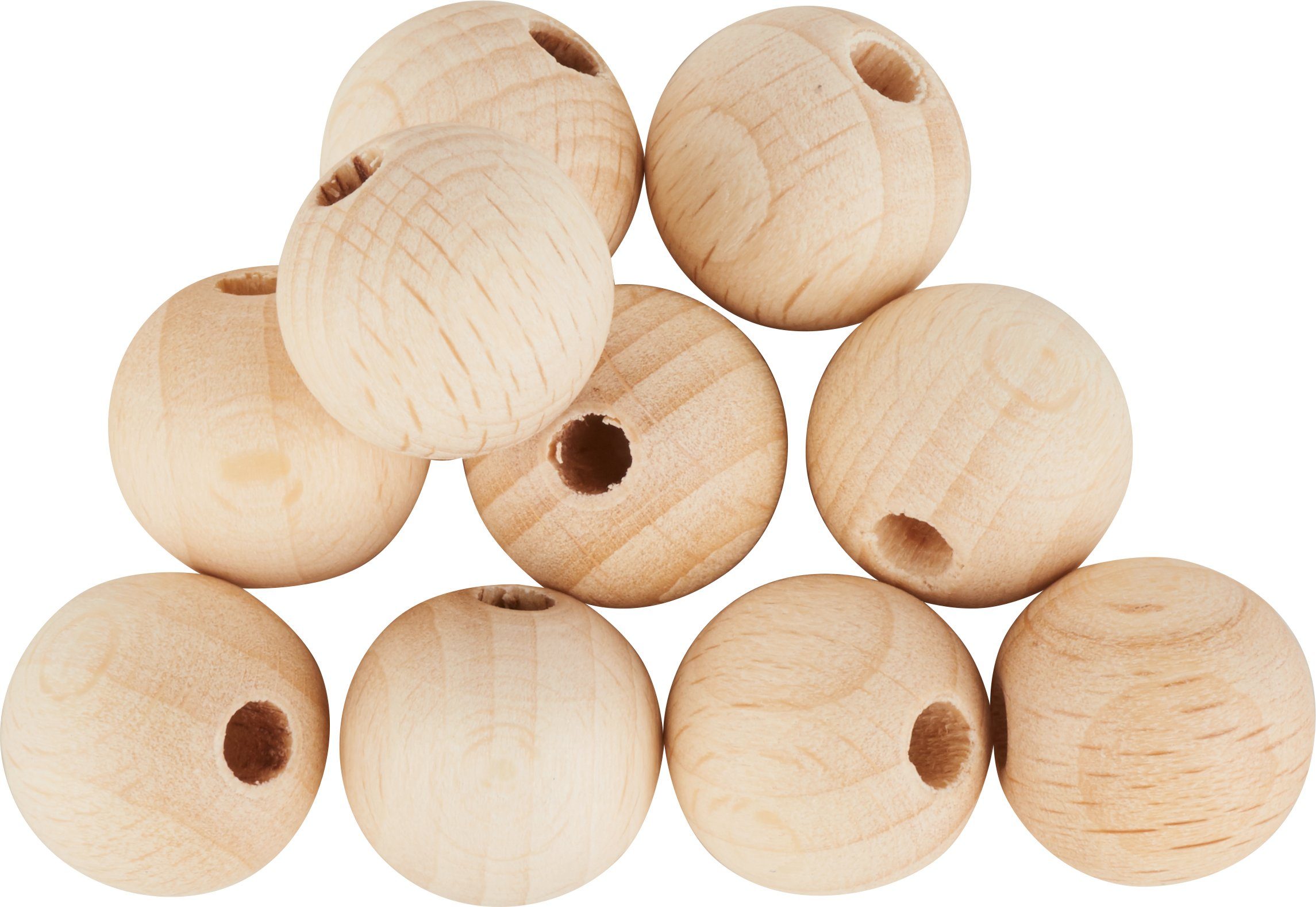 VBS Bastelperlen Holzkugeln, (10-tlg), durchgebohrt, Ø 15 mm
